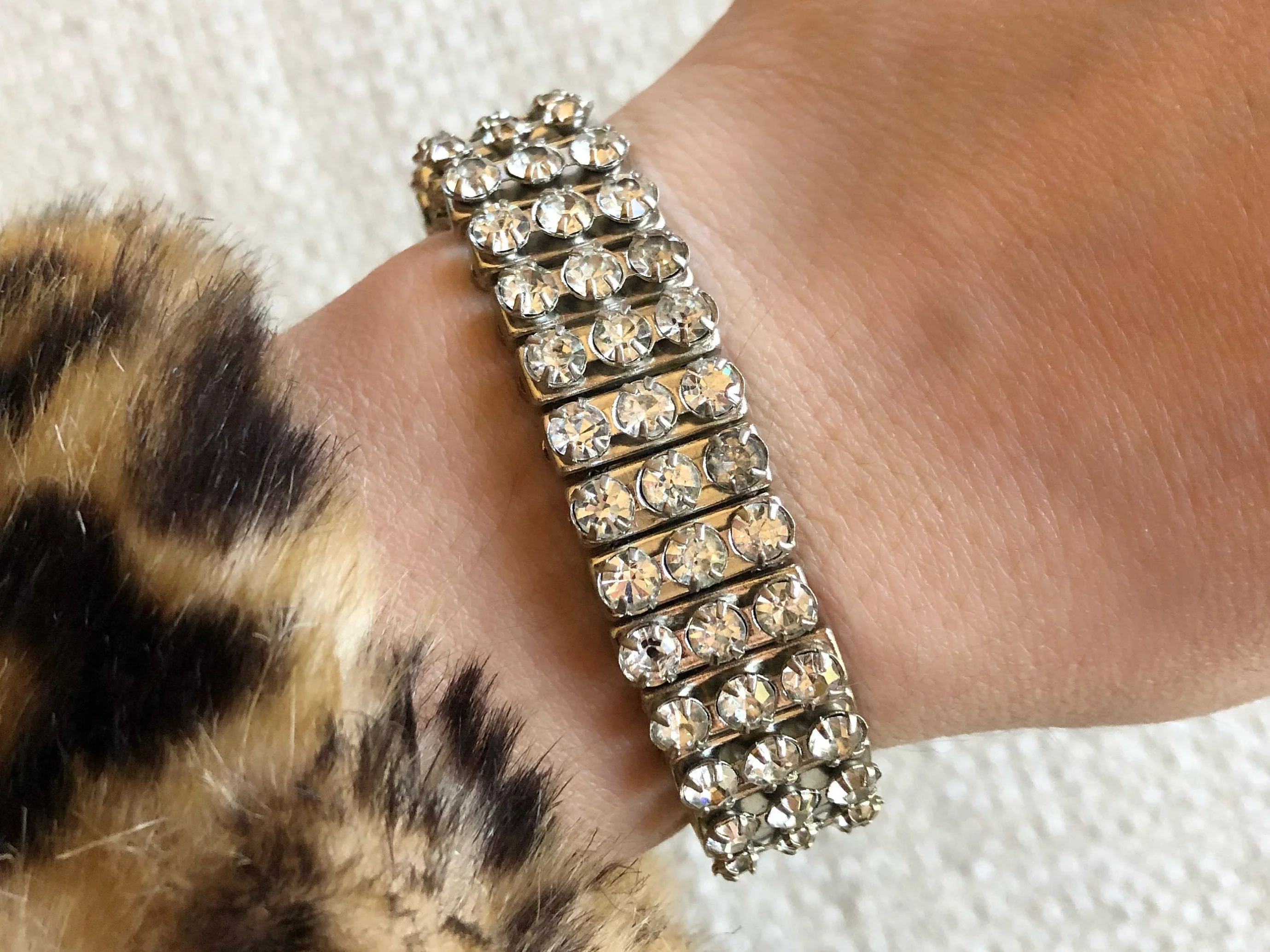 50s Icy Rhinestone Stretch Bracelet - Image 2