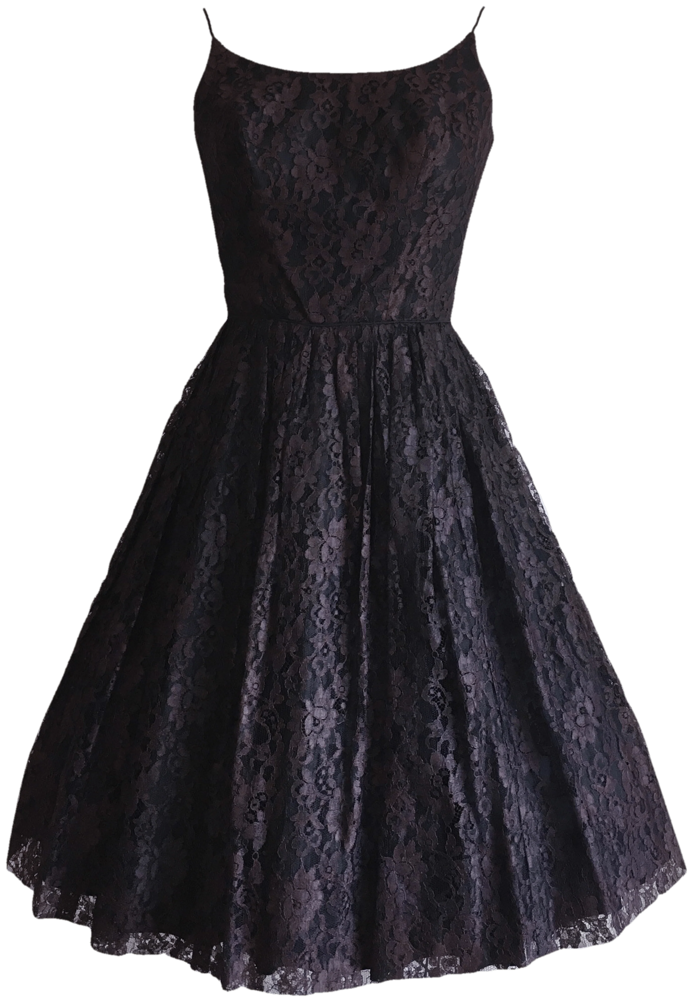 50's Illusion Lace Spaghetti Strap Party Dress by E.T. Juniors Elaine Terry