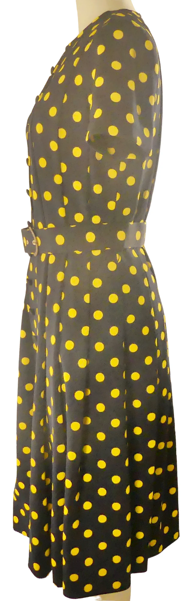 50s Impeccable Blue With Yellow Polka Dots Size 12 By Dynasty - Image 3