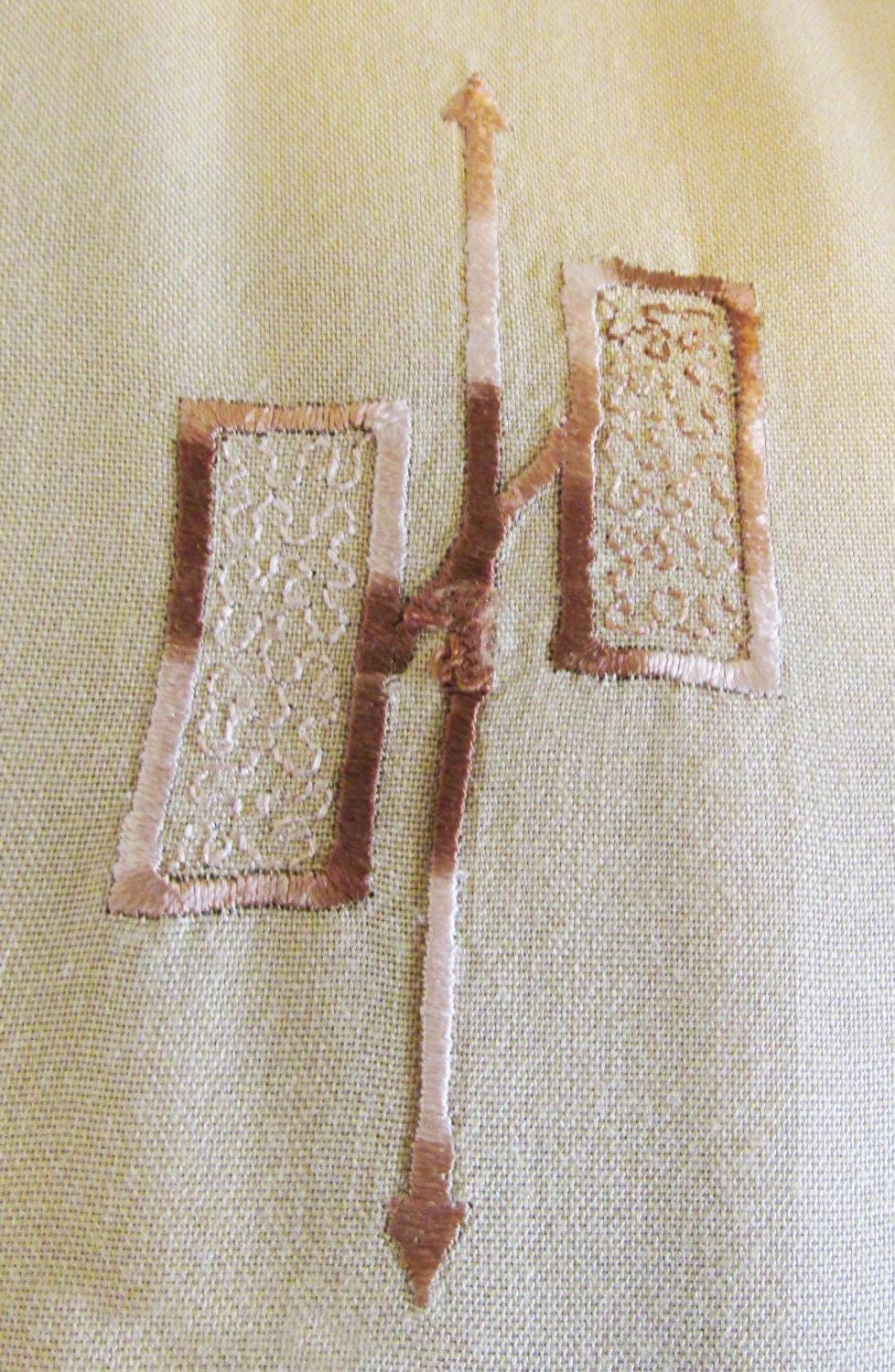 50s Jan of Paris Long Sleeved Shirt Gold with Brown Embroidery by Jan Of Paris - Image 2