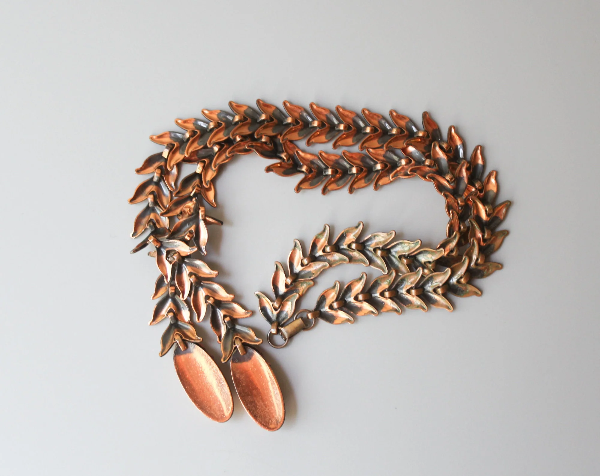 50s Large Draped and Dangling Mid Century Modern Copper Necklace - Image 5