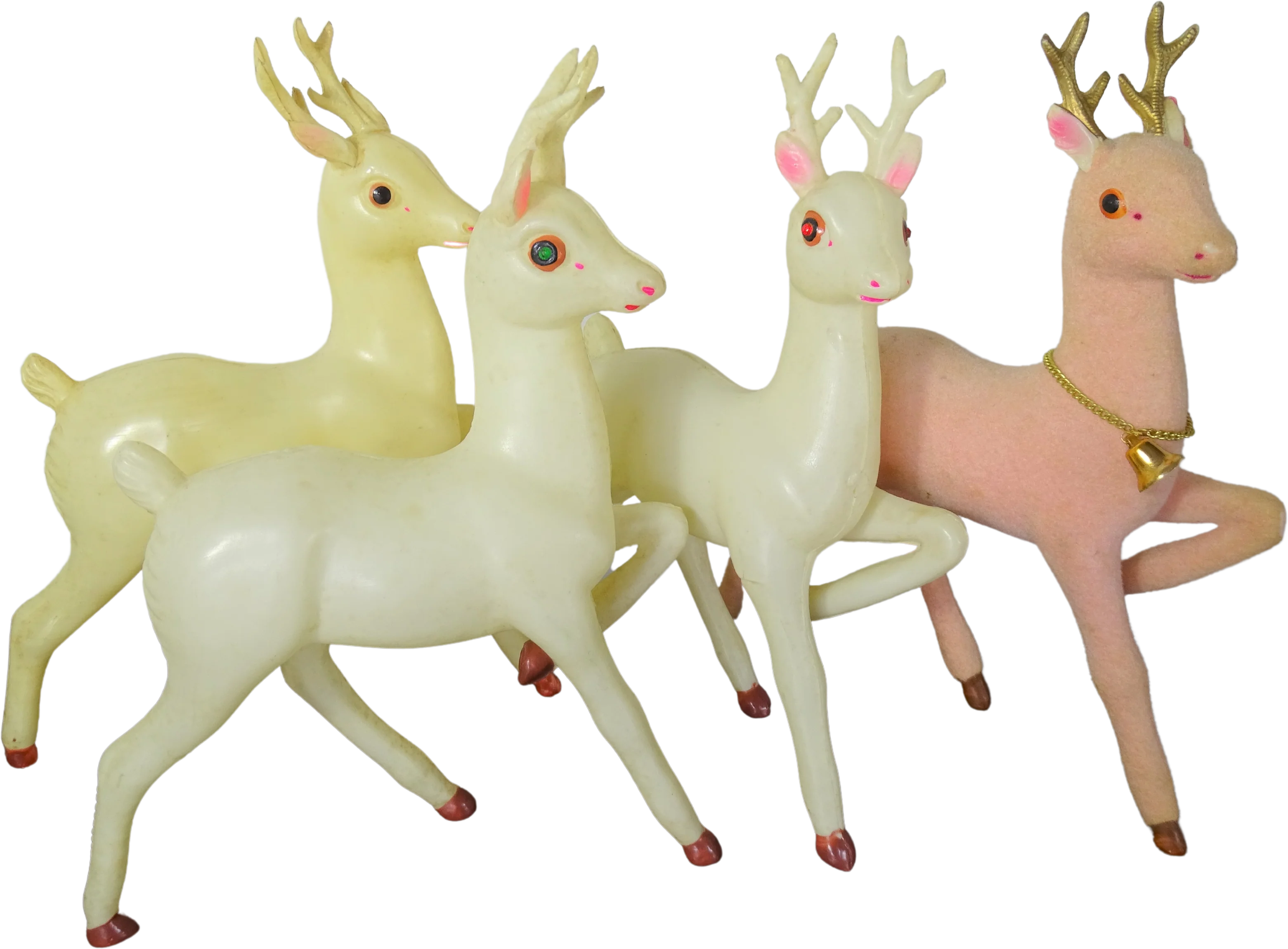 50s Large Pink White Flocked Plastic Reindeer Japan - Image 2
