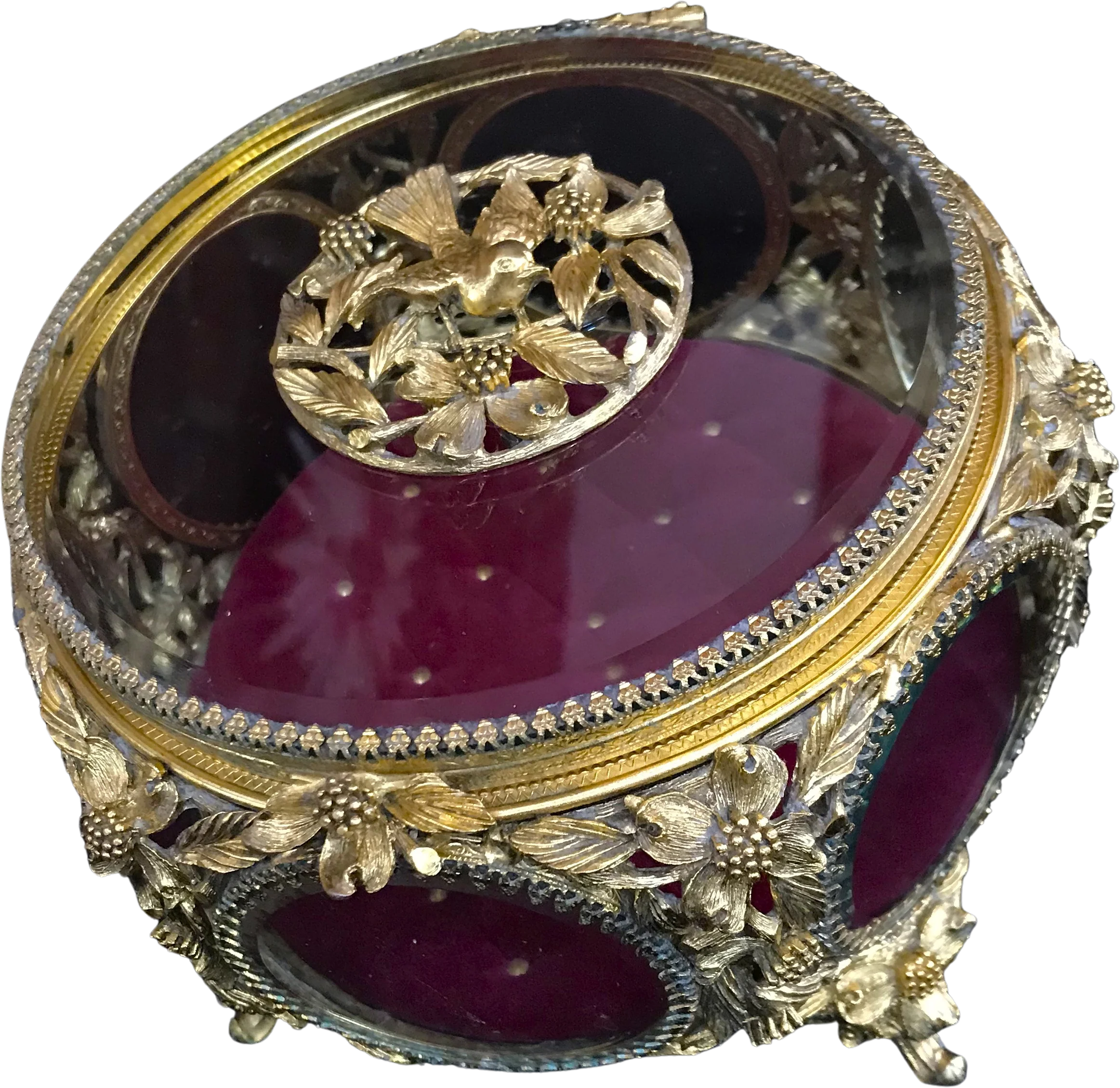 50s Large Vintage Matson Box Ornate Gold Gilt Ormolu By Matson