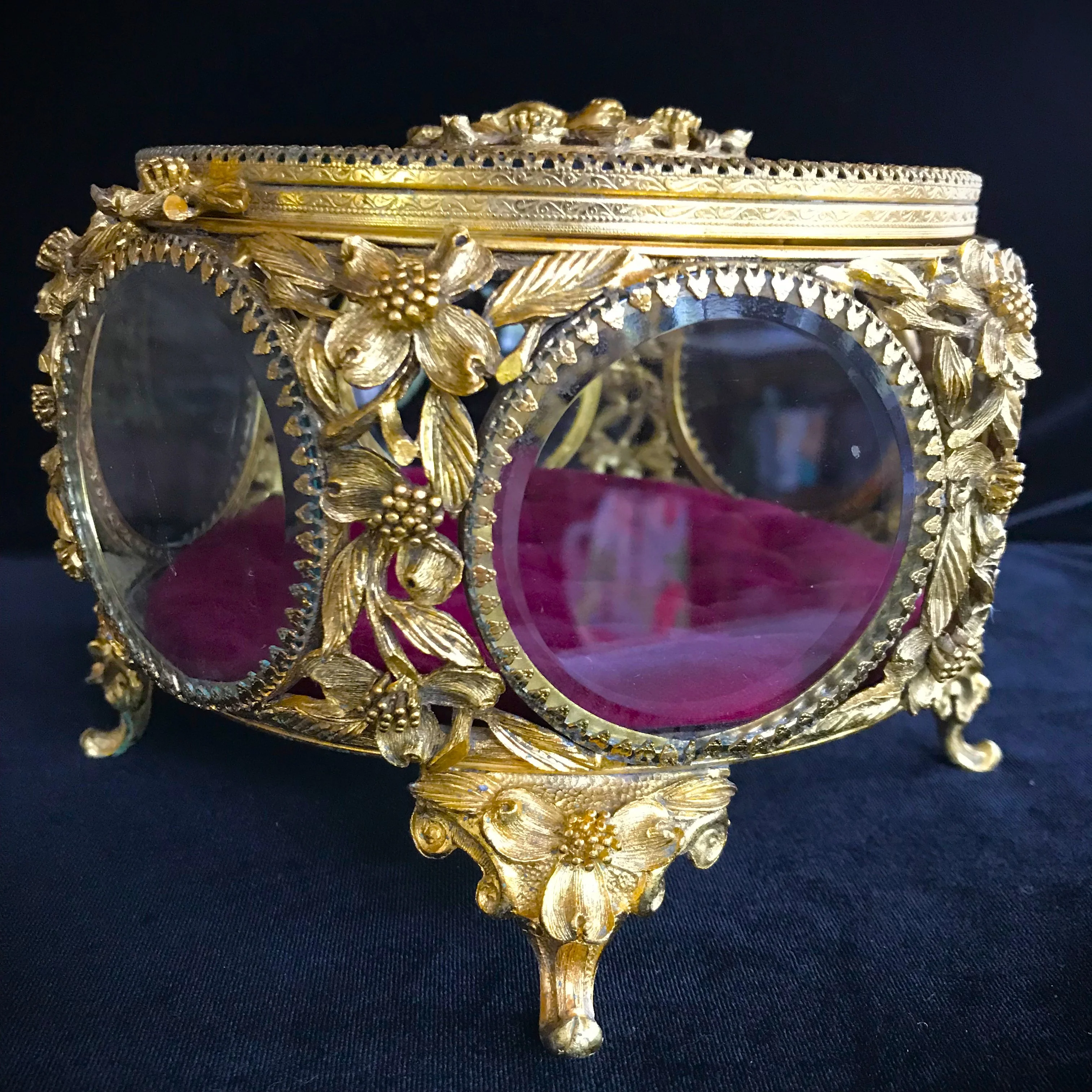50s Large Vintage Matson Box Ornate Gold Gilt Ormolu By Matson - Image 5