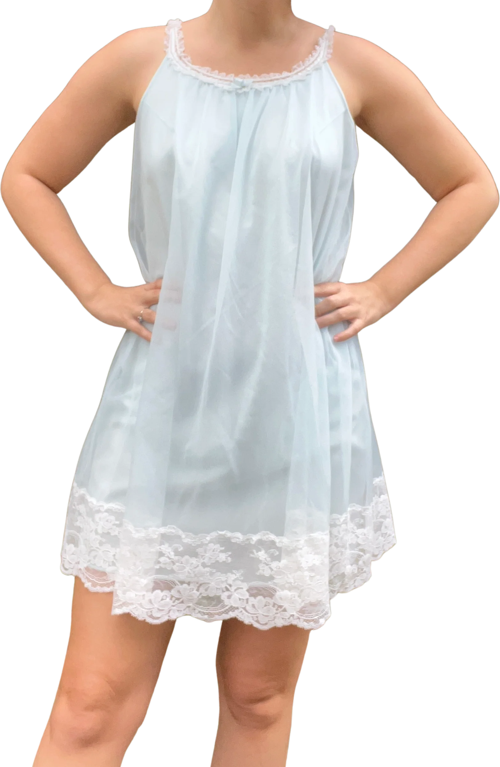 50s Light Blue Matching Peignoir And Nightgown Set By Vanity Fair - Image 2