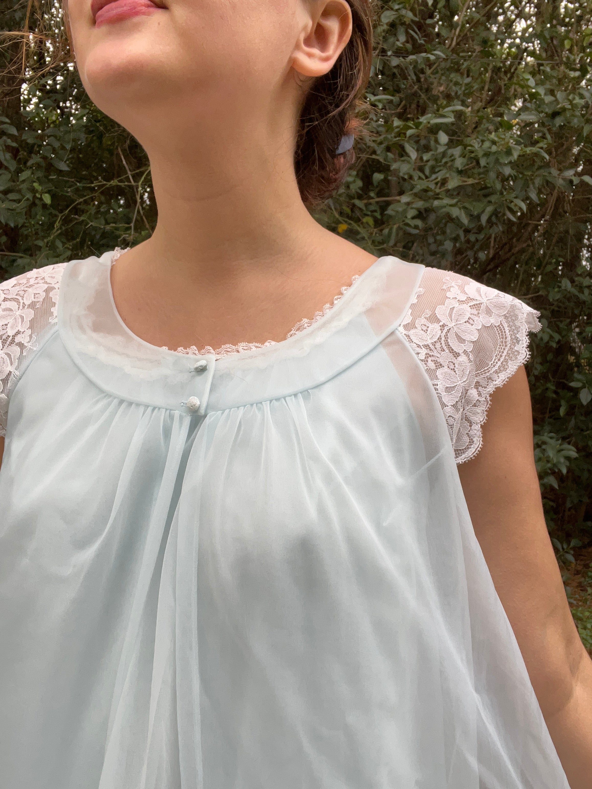 50s Light Blue Matching Peignoir And Nightgown Set By Vanity Fair - Image 5