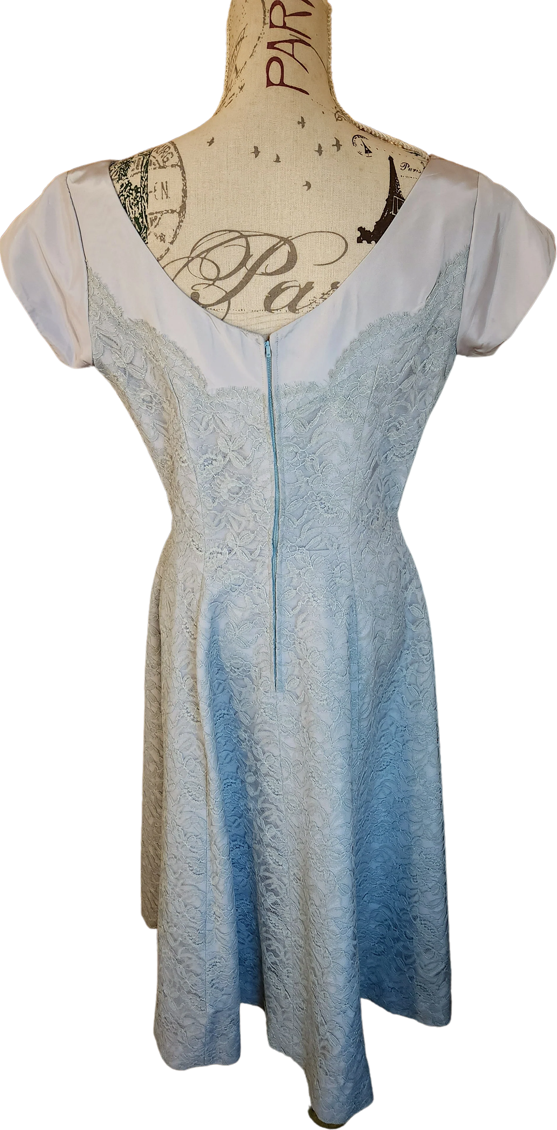 50s Light Blue Taffeta And Lace Special Ocassion Dress - Image 2