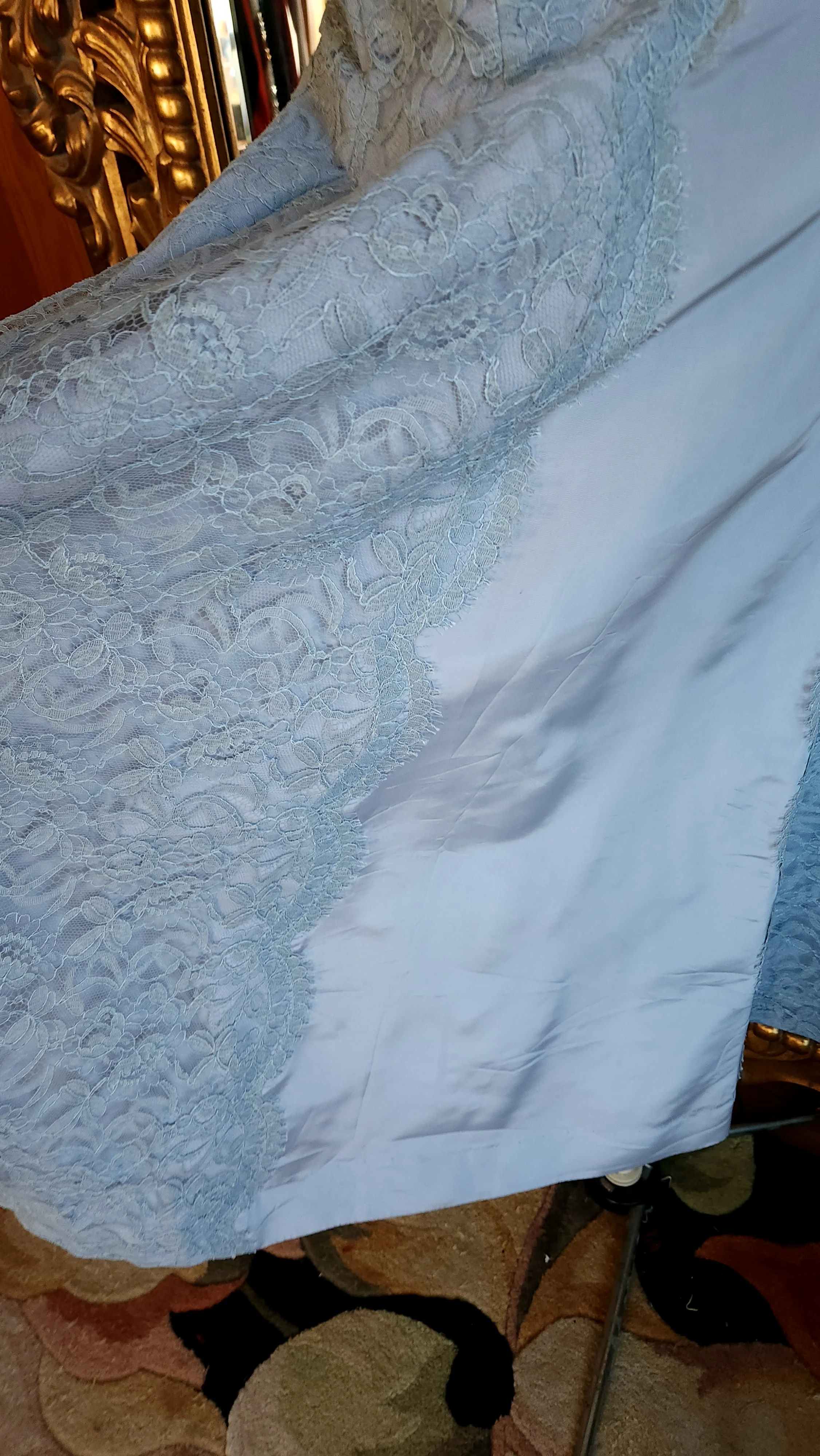 50s Light Blue Taffeta And Lace Special Ocassion Dress - Image 6