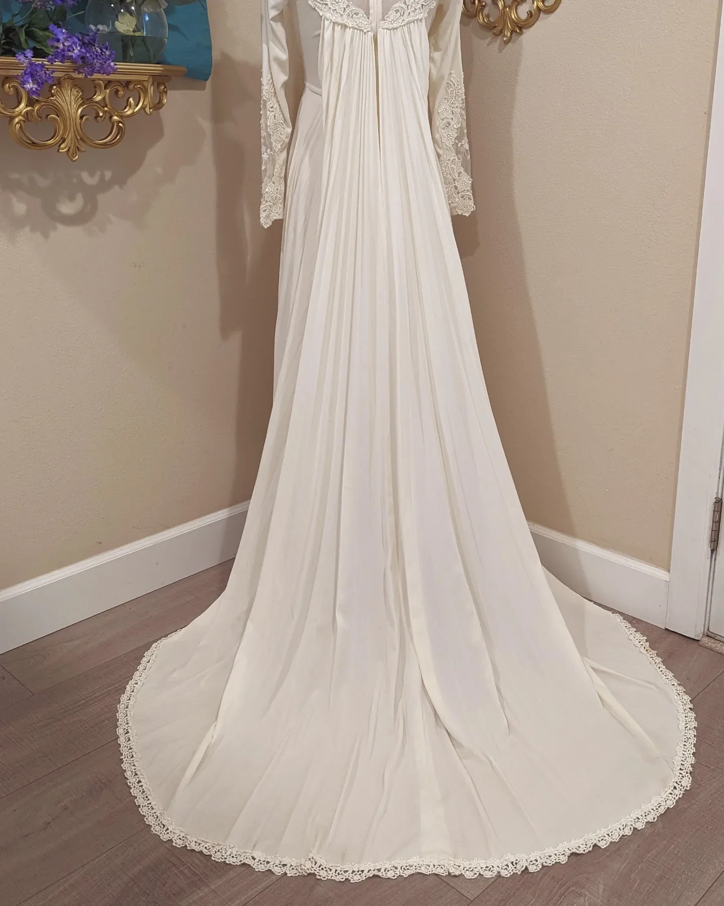 70s 70s Accordion Pressed Pleated Wedding Dress - Image 2