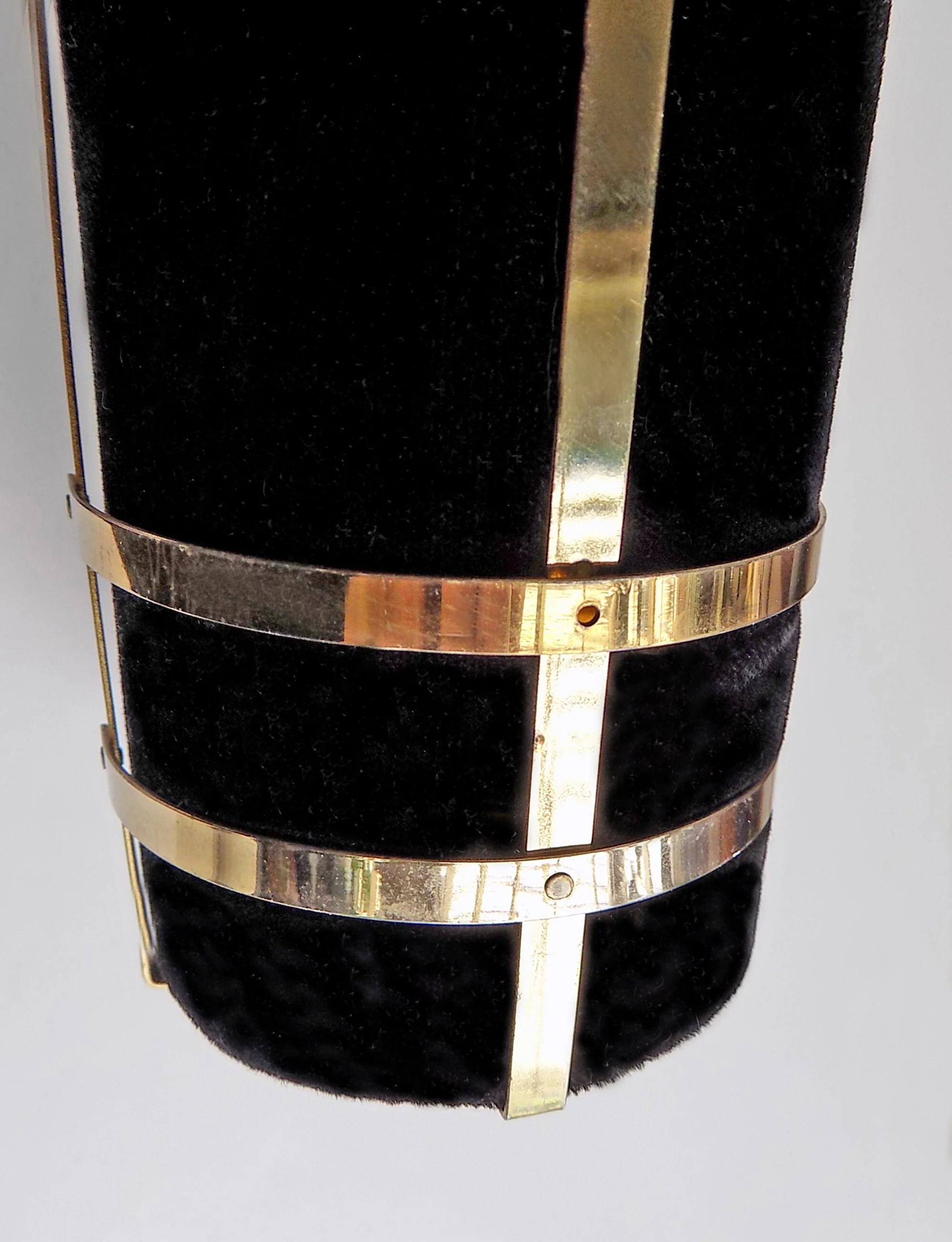 50s Majestic Plastic and Velvet Purse Featuring Gold Tone "cage" Mint Interior Missing One Rivet Elegant Chic Black - Image 7