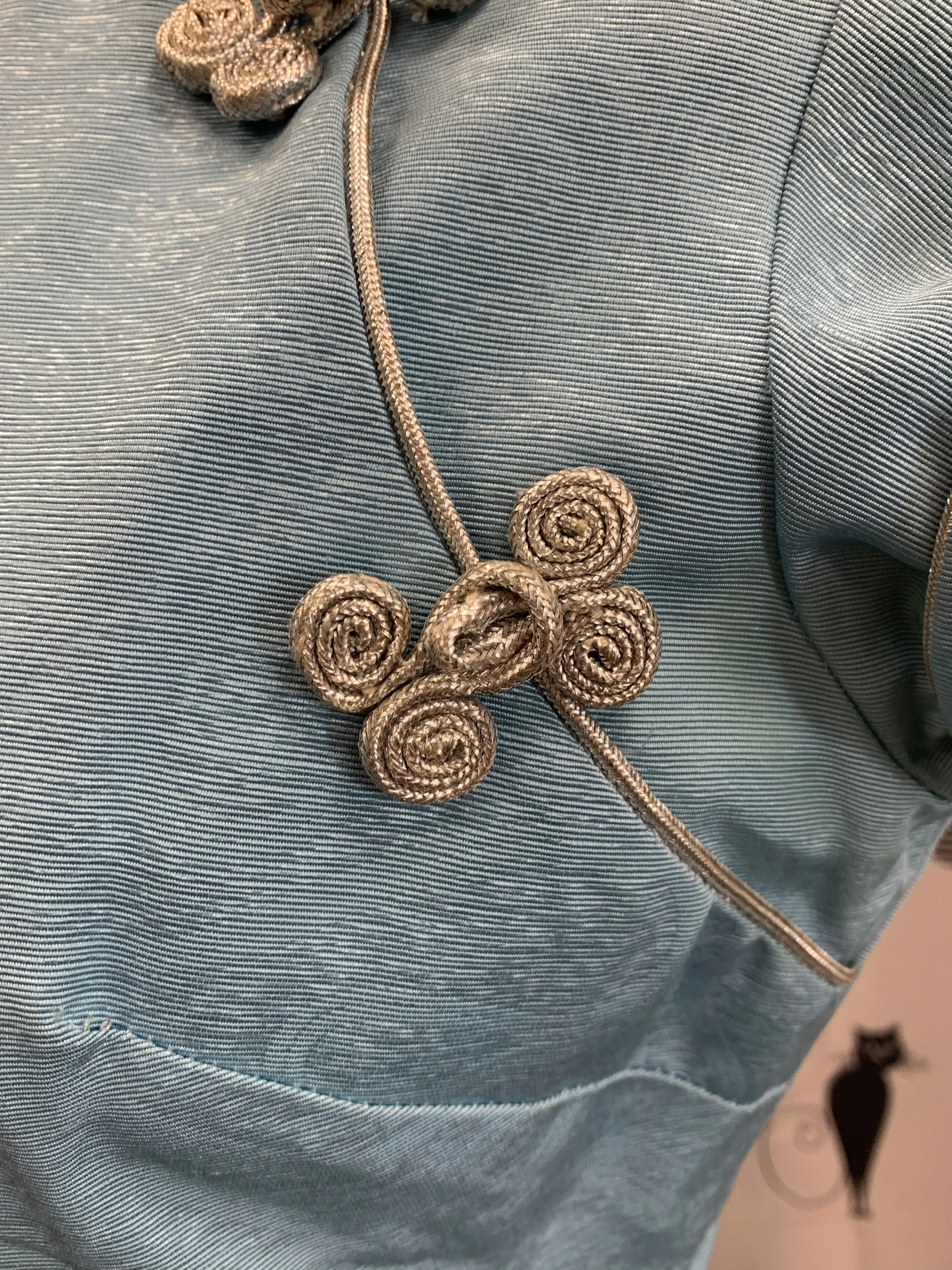 50s Band-Collar Blue Dress - Image 7