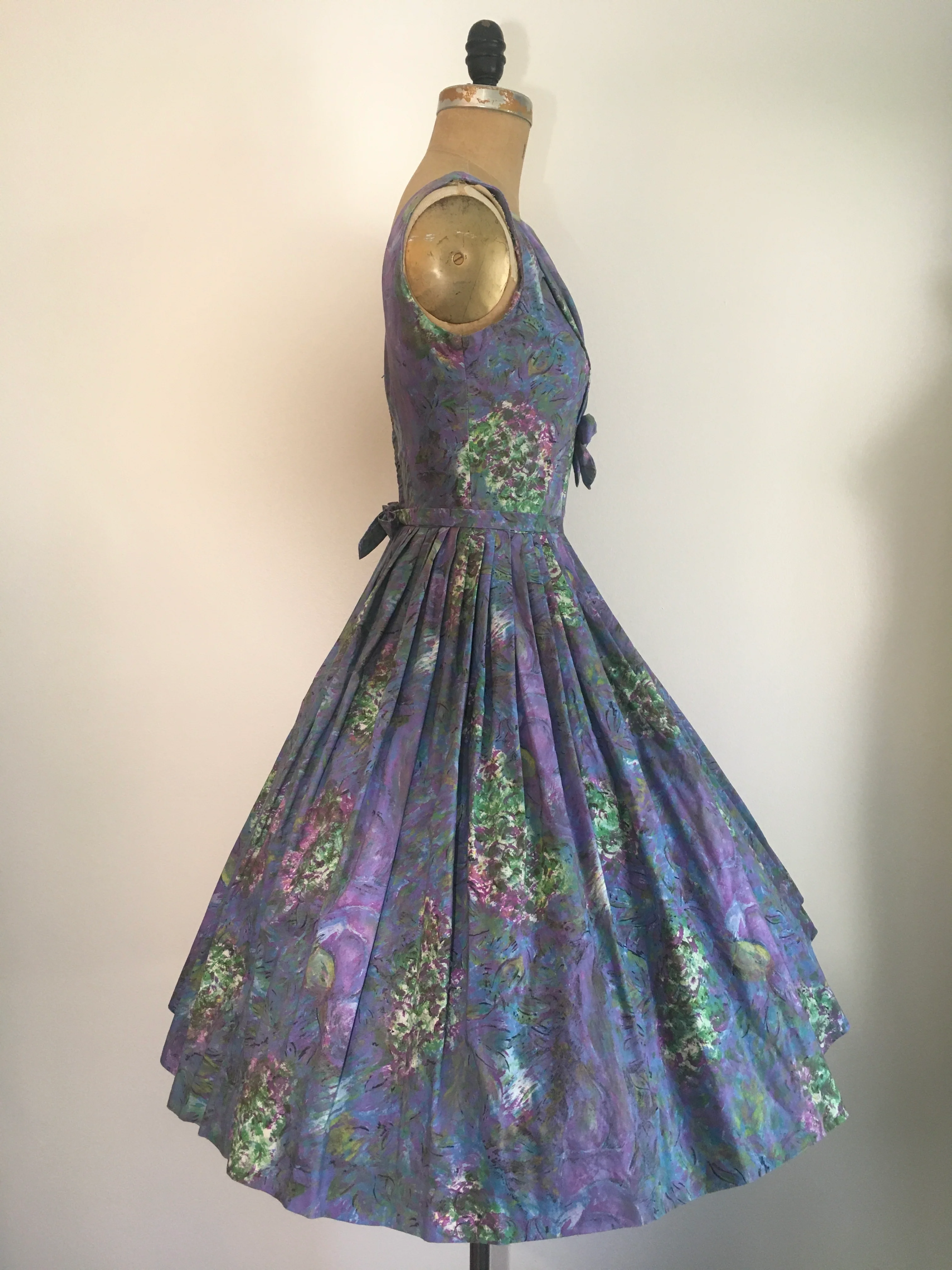 50s Marc Chagall Fuller Fabric Novelty Print Dress By Baradocco - Image 3