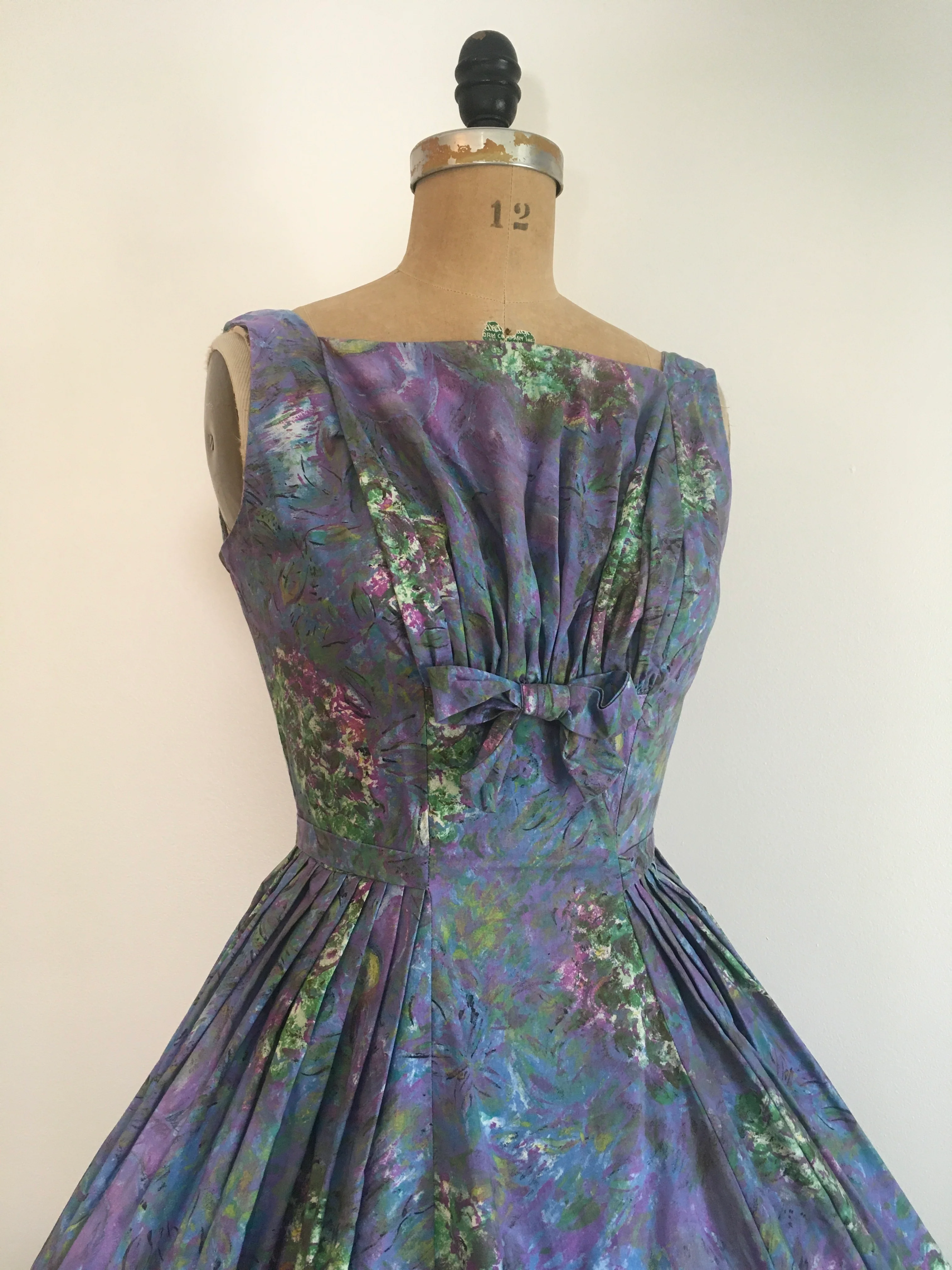 50s Marc Chagall Fuller Fabric Novelty Print Dress By Baradocco - Image 5