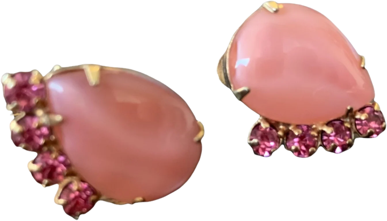 50s Mcm Moonglow Lucite Screw-back Teardrop Earrings
