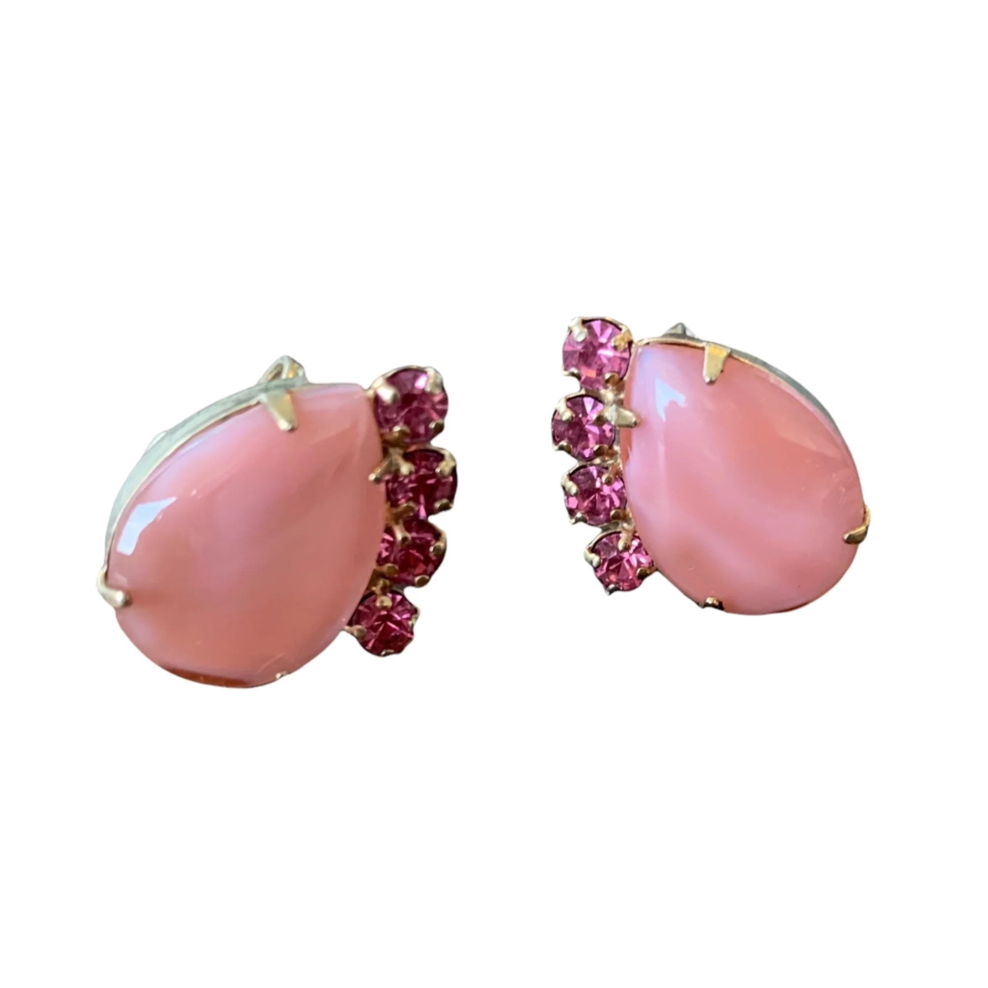 50s Mcm Moonglow Lucite Screw-back Teardrop Earrings - Image 10