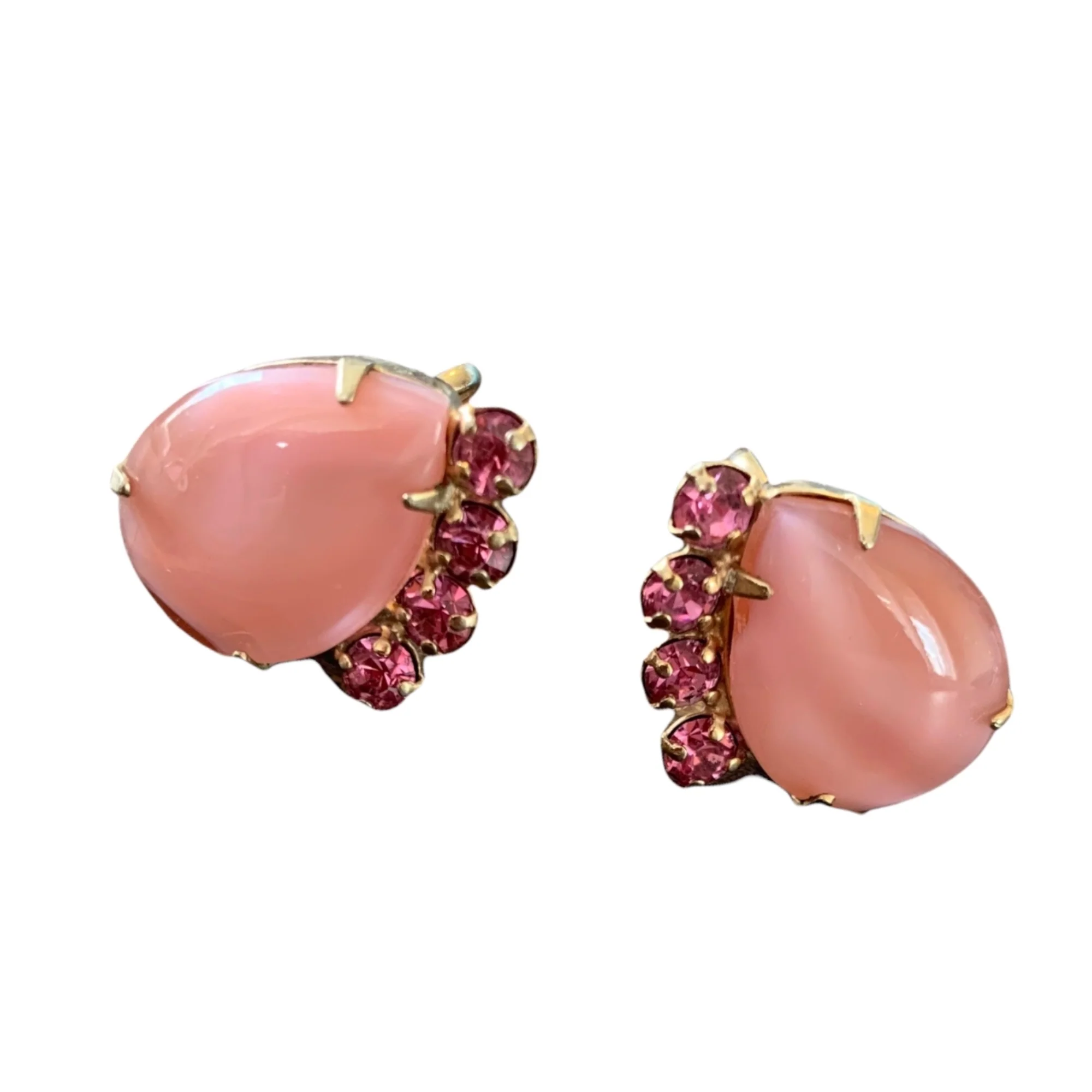 50s Mcm Moonglow Lucite Screw-back Teardrop Earrings - Image 6