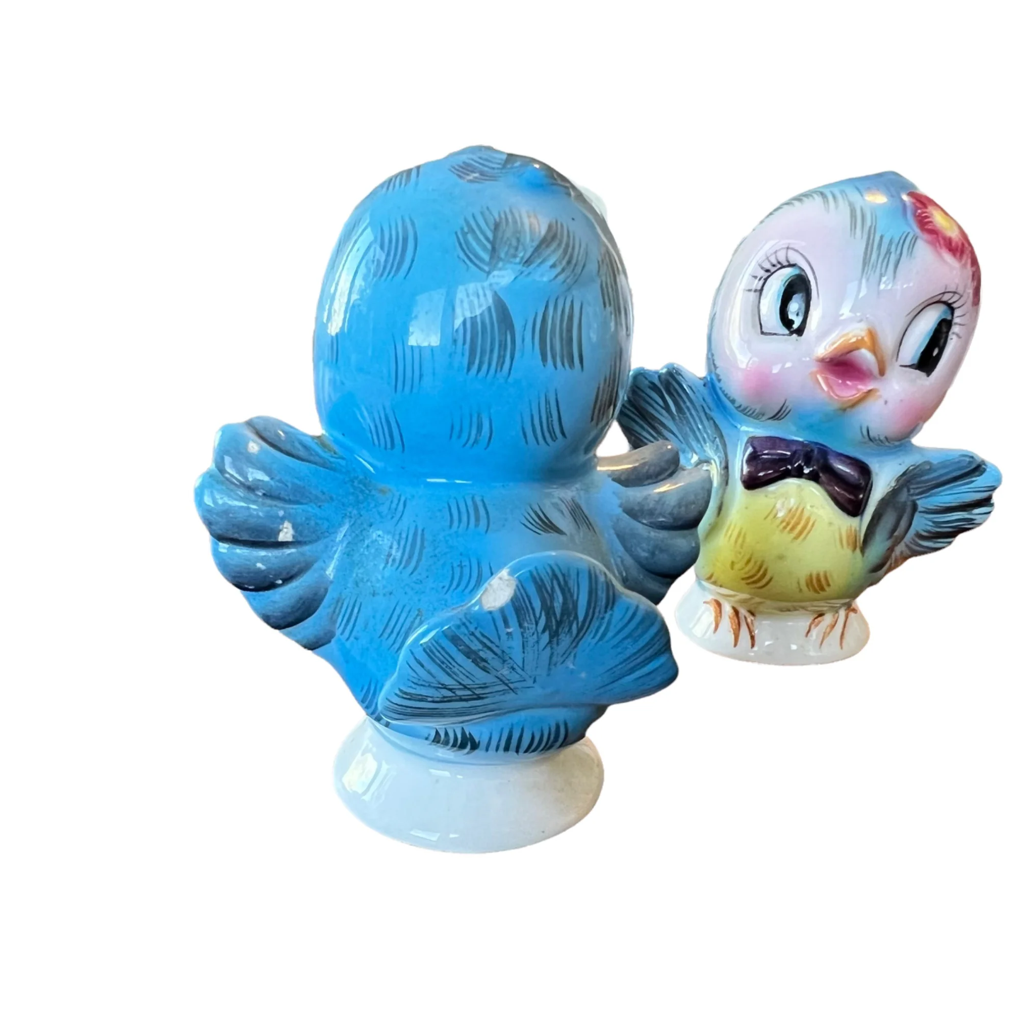 50s Mcm Mr And Mrs. Bluebird Ceramic Shakers Japan By Lefton - Image 11
