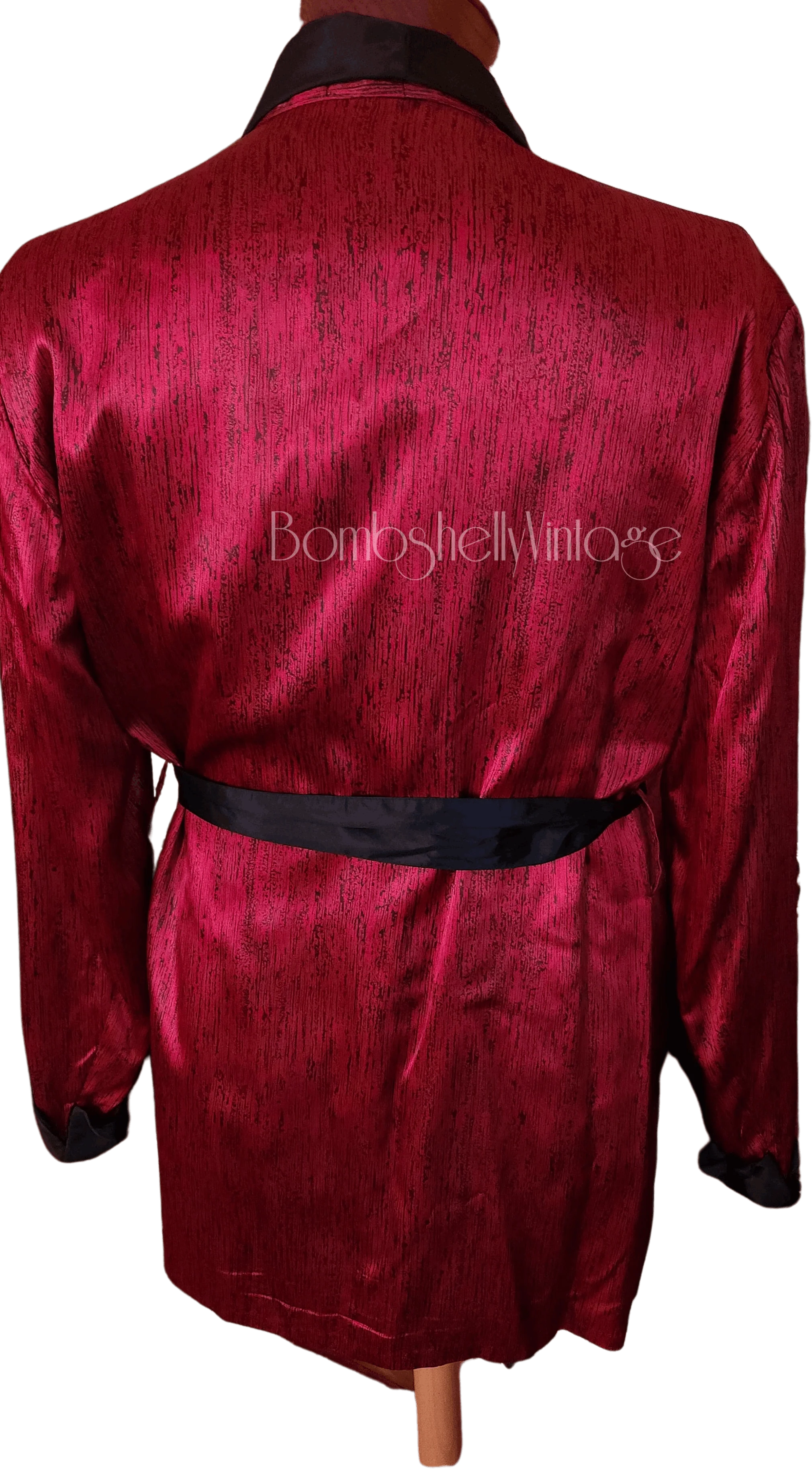 50s Men's Red And Black Satin Smoking Jacket By Erie Clothiers Gentlemens Apparel - Image 10
