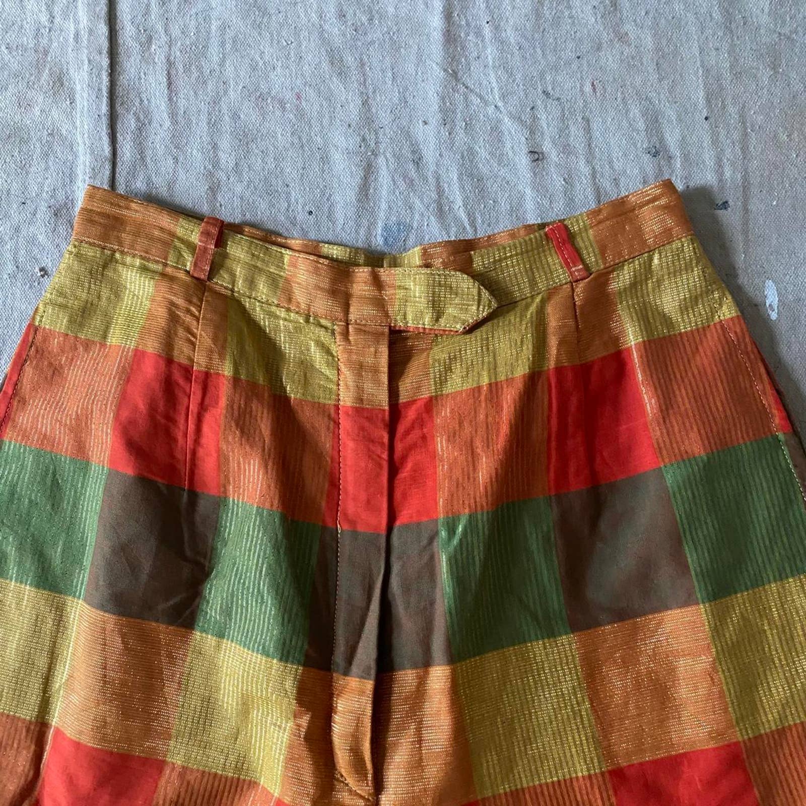 50s Metallic Lame Plaid Shorts - Image 2