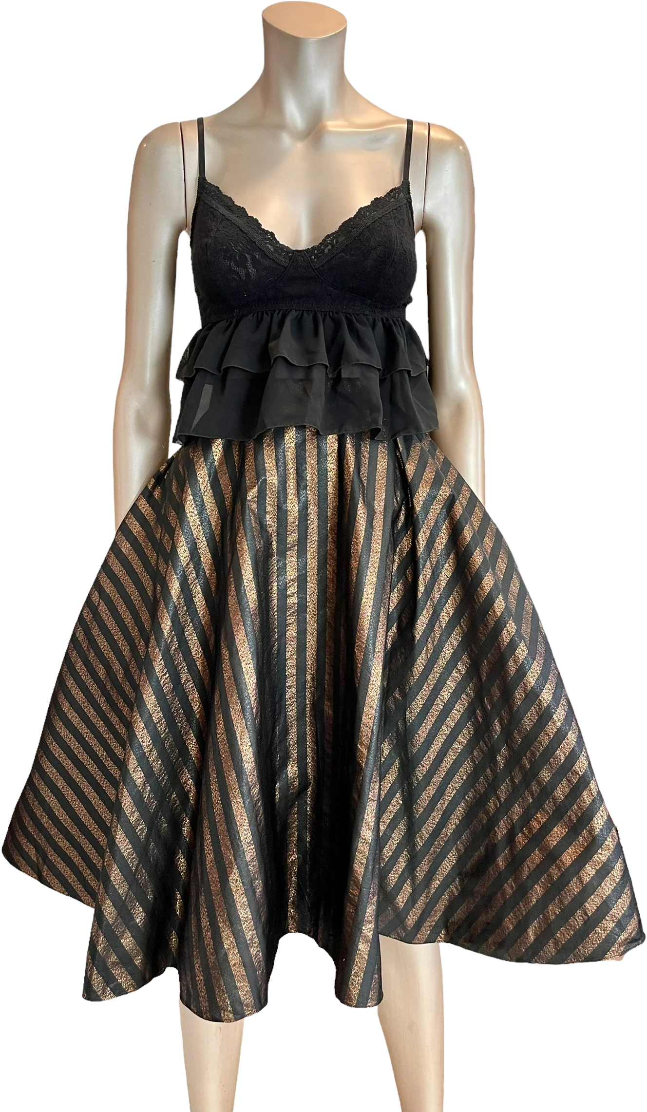 50s Metallic Striped Full Circle Skirt Talon Zipper
