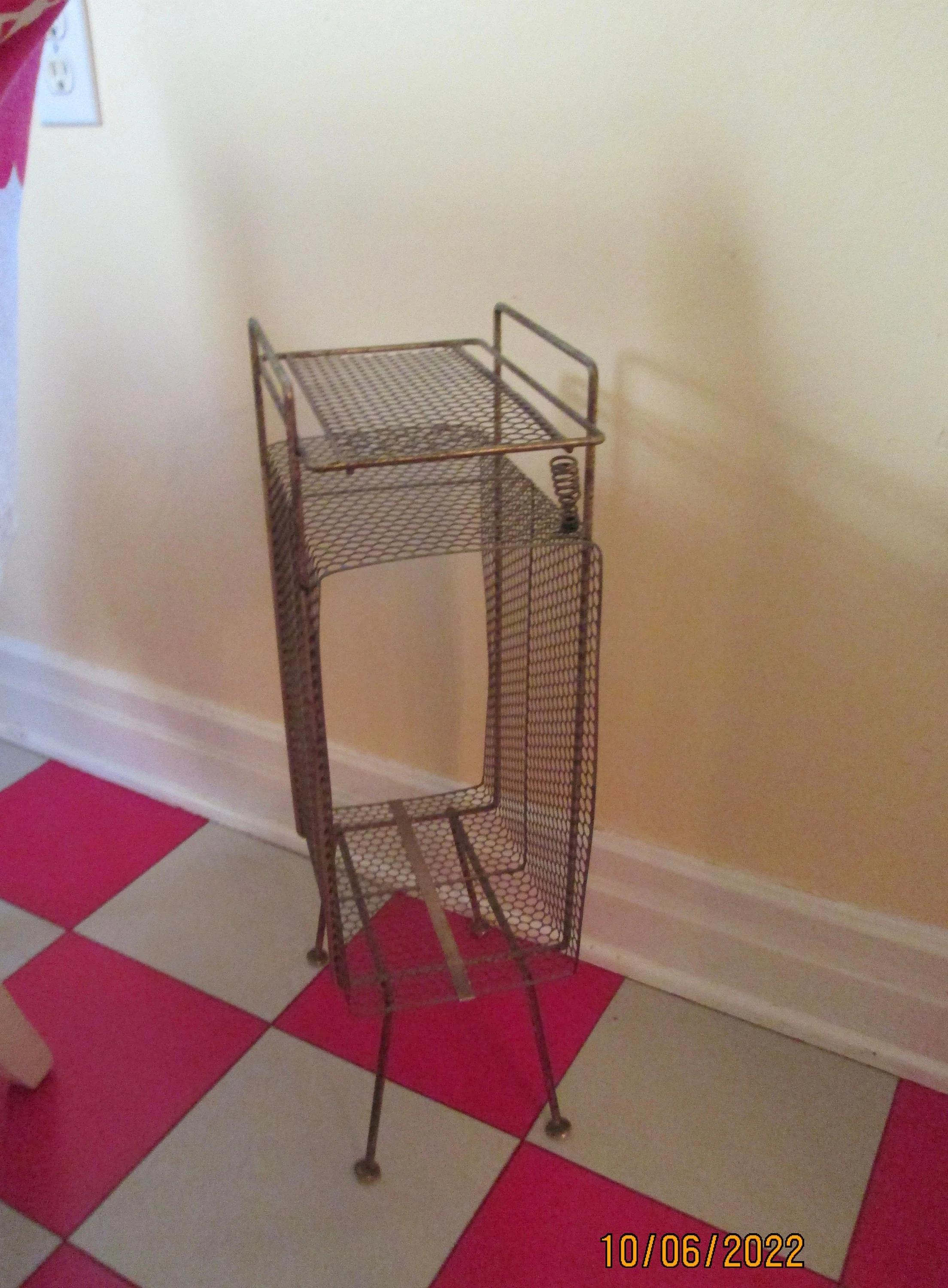 50s Mid Century Telephone Stand Magazine Rack Metal - Image 3