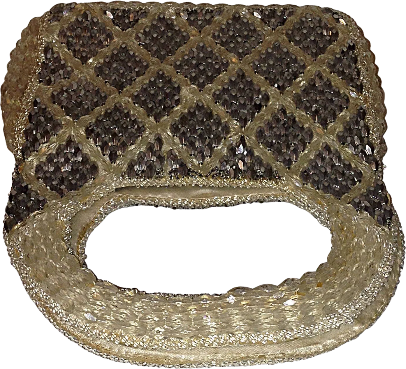 50s Mid Century White Silver Bead Clutch Handbag Purse By Hollywood Shagee of California - Image 2
