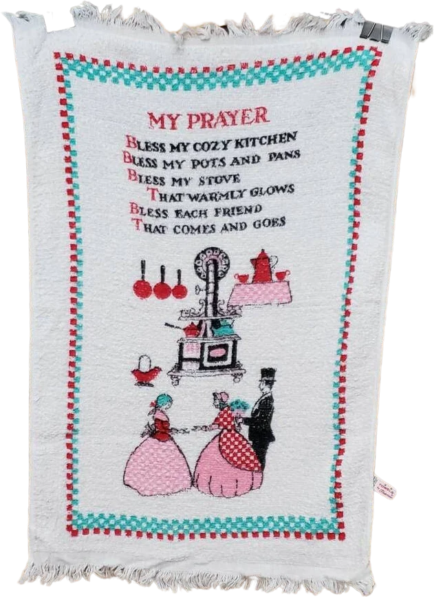 50s My Prayer Kitchen Towel Franeo Vintage Housewarming Gift by Lila Lou Creations
