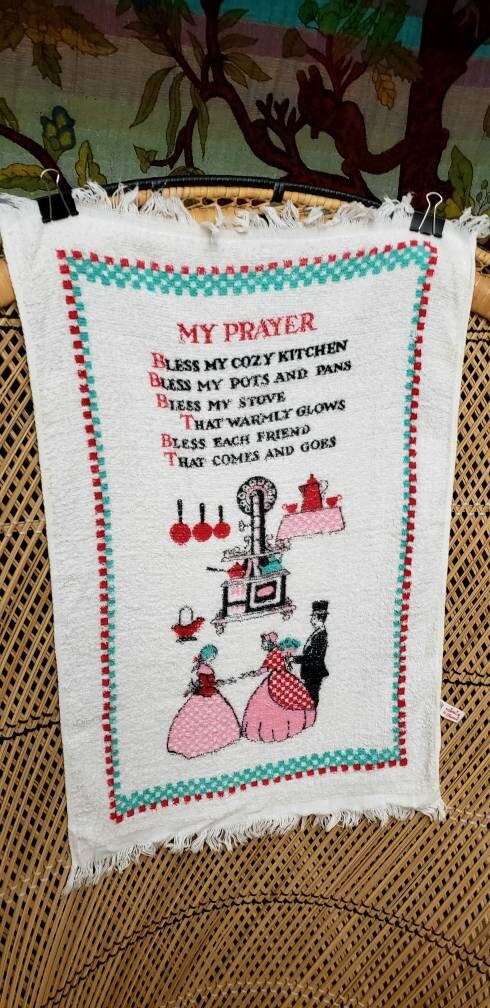 50s My Prayer Kitchen Towel Franeo Vintage Housewarming Gift by Lila Lou Creations - Image 5