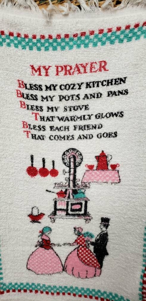 50s My Prayer Kitchen Towel Franeo Vintage Housewarming Gift by Lila Lou Creations - Image 6