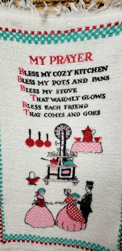 50s My Prayer Kitchen Towel Franeo Vintage Housewarming Gift by Lila Lou Creations - Image 7