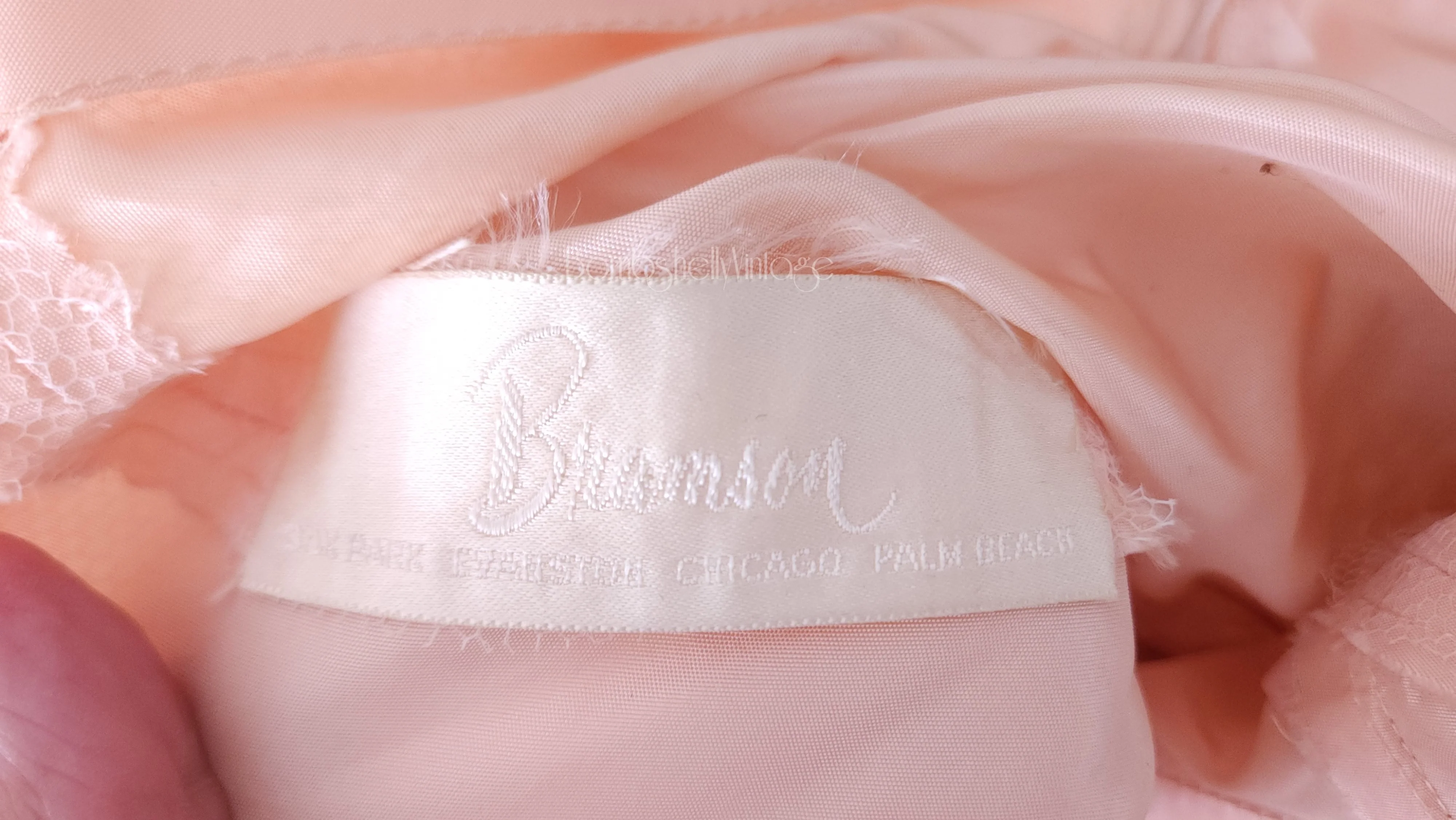 50s Natural Lace Party Dress With Pink Taffeta Sash By Bramson - Image 15