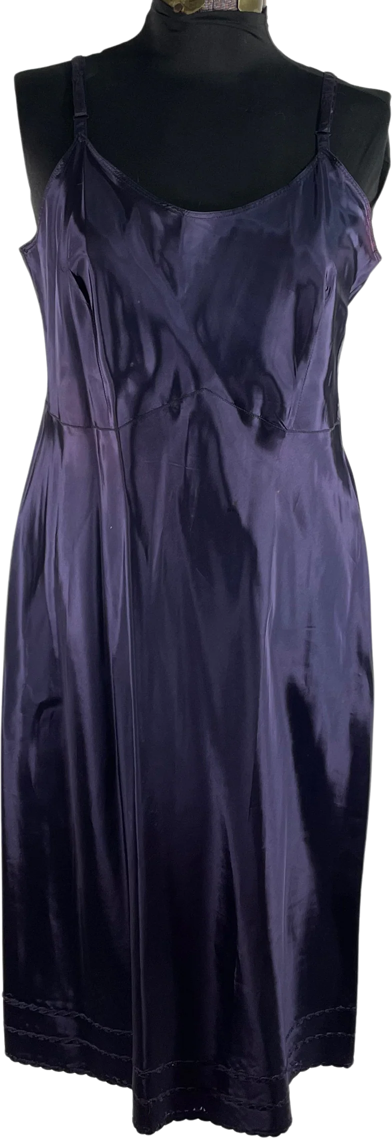 50s Navy Blue Taffeta Maxi Slip By Snip-It