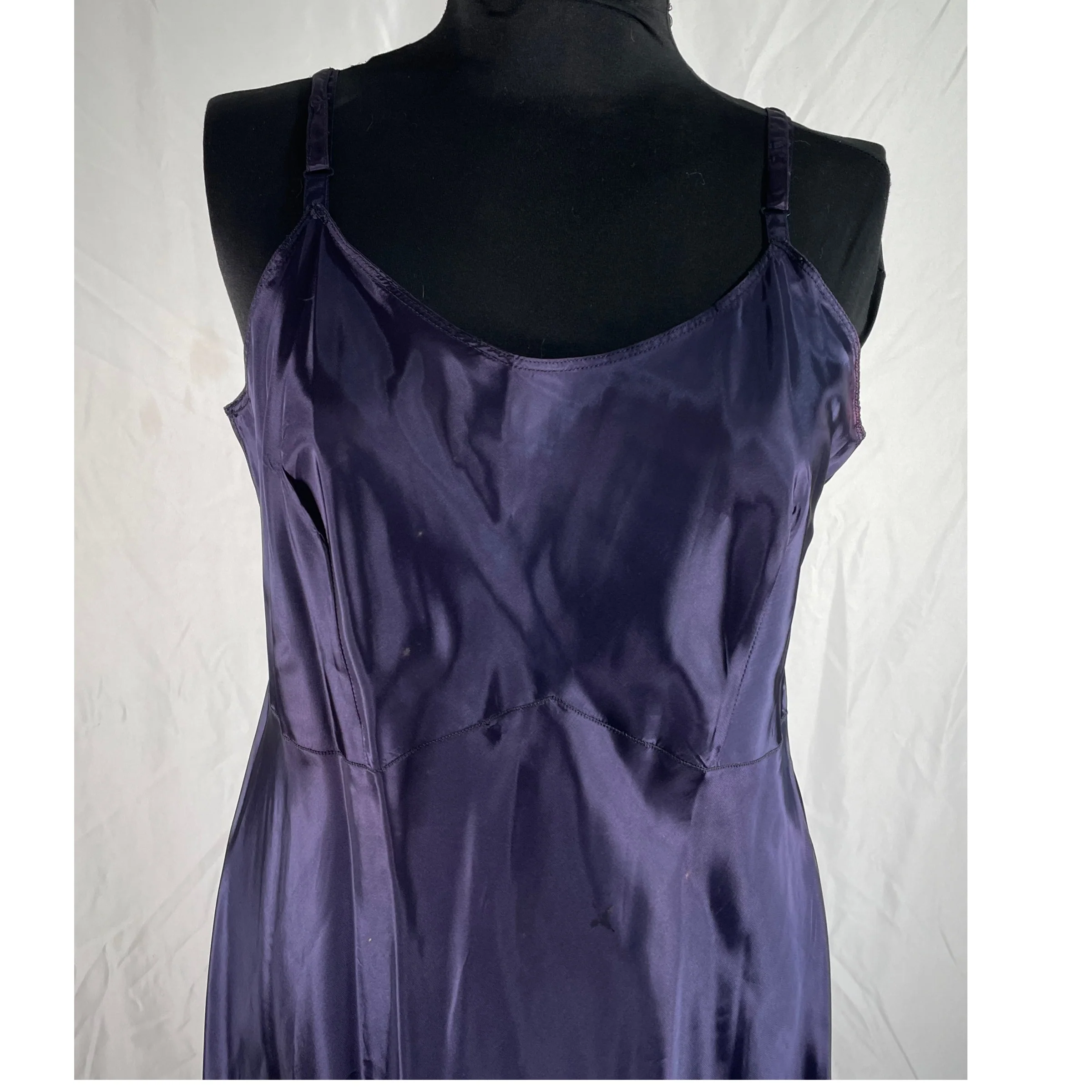 50s Navy Blue Taffeta Maxi Slip By Snip-It - Image 3