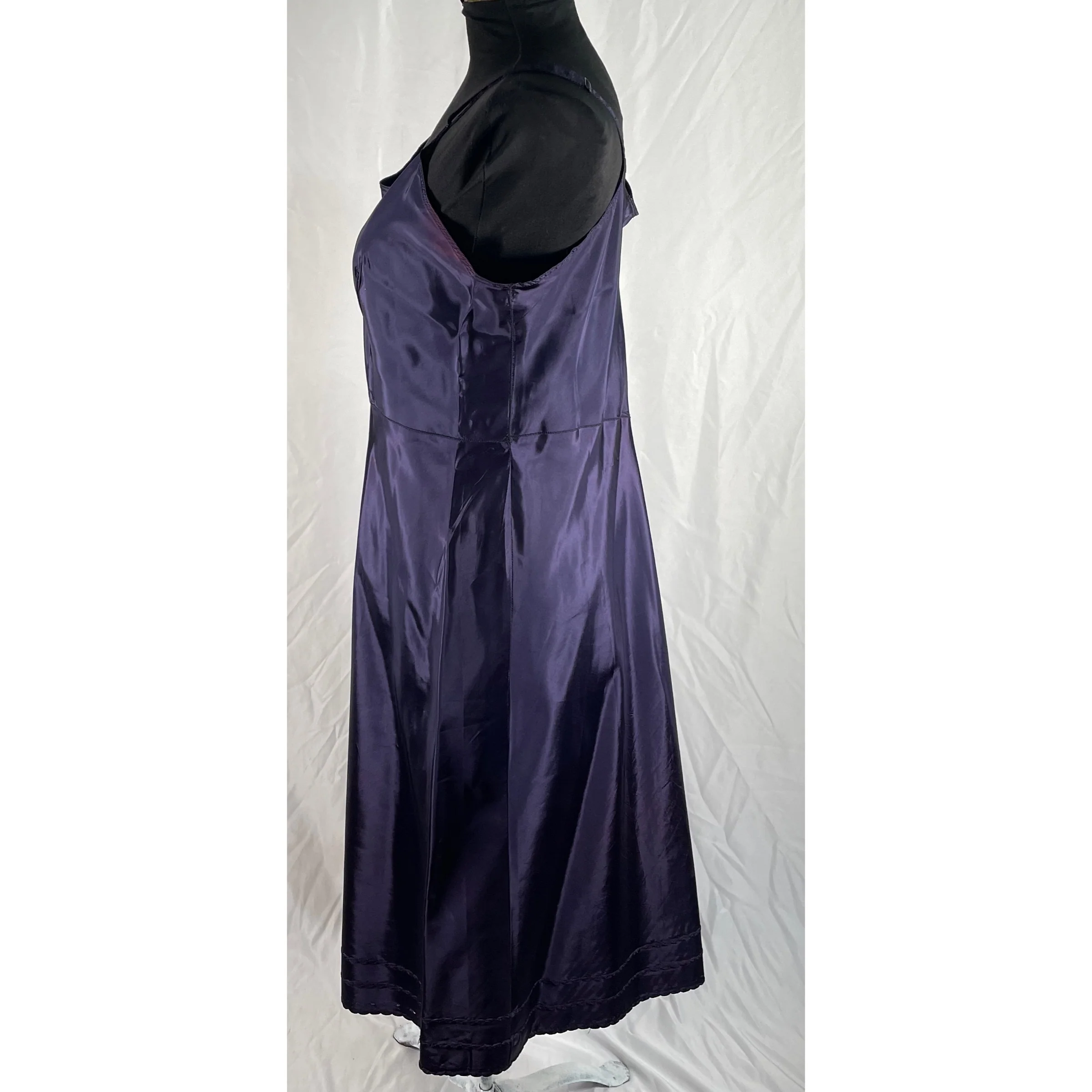 50s Navy Blue Taffeta Maxi Slip By Snip-It - Image 6