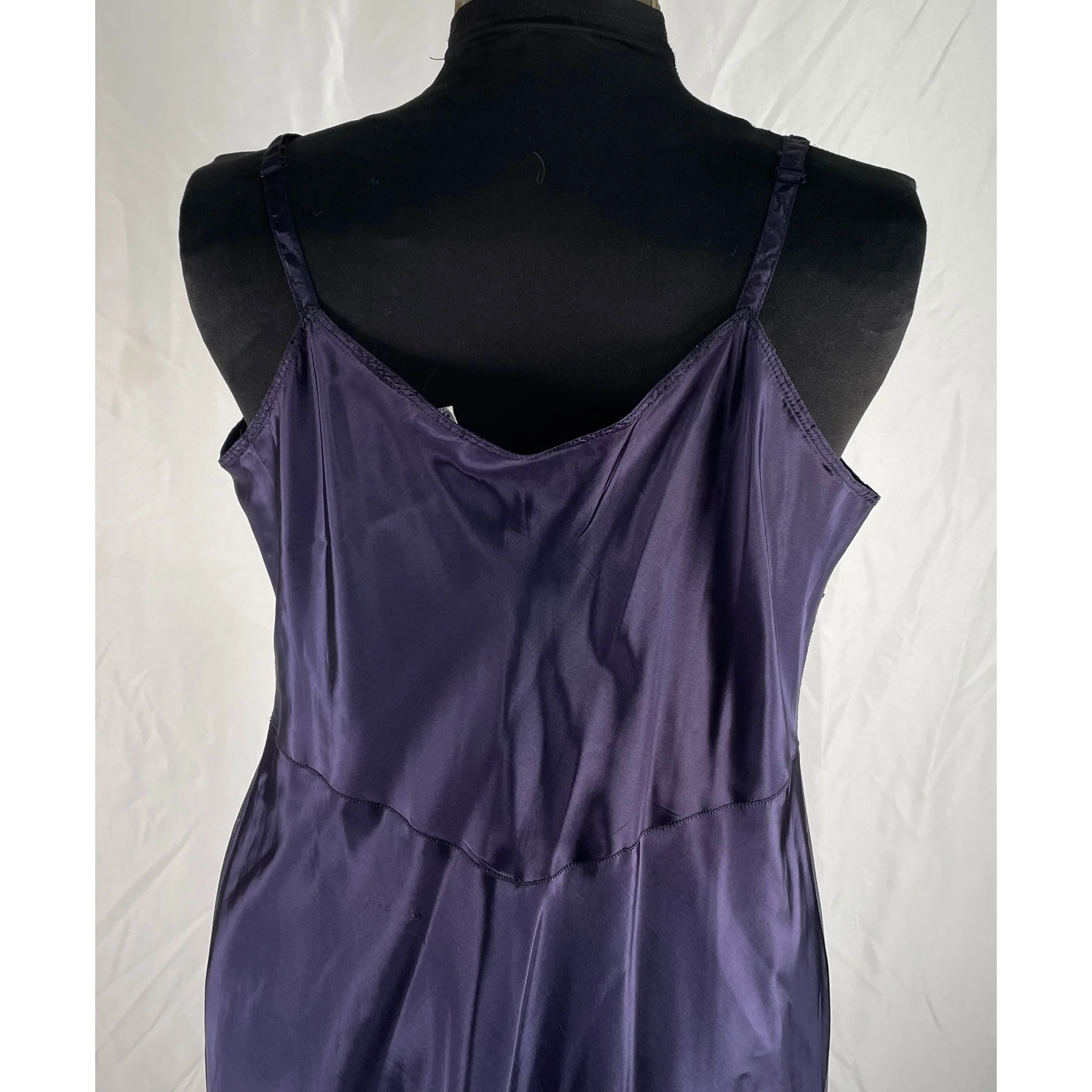 50s Navy Blue Taffeta Maxi Slip By Snip-It - Image 7