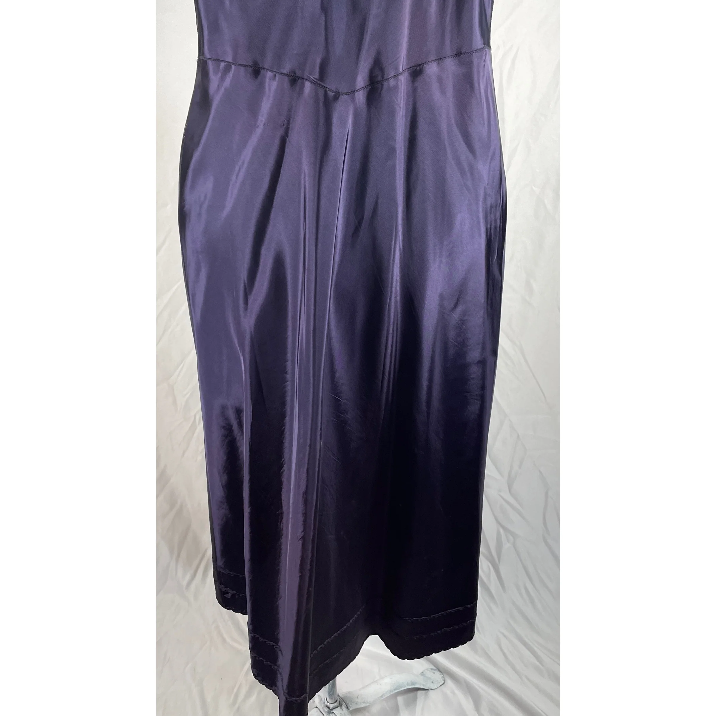 50s Navy Blue Taffeta Maxi Slip By Snip-It - Image 8