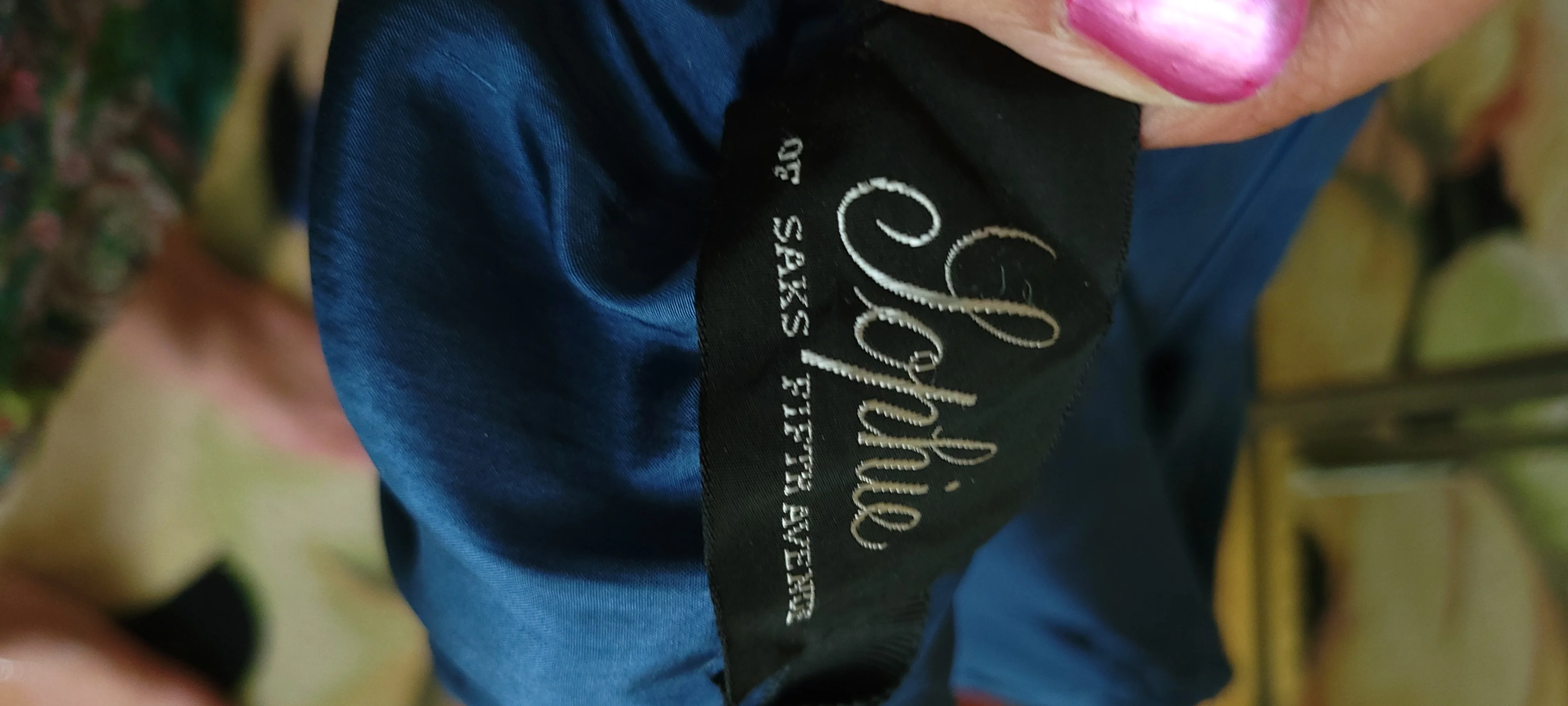 50s Navy Blue Textured Silk Wiggle Dress With Bows By Sophie for Saks Fifth Avenue - Image 9