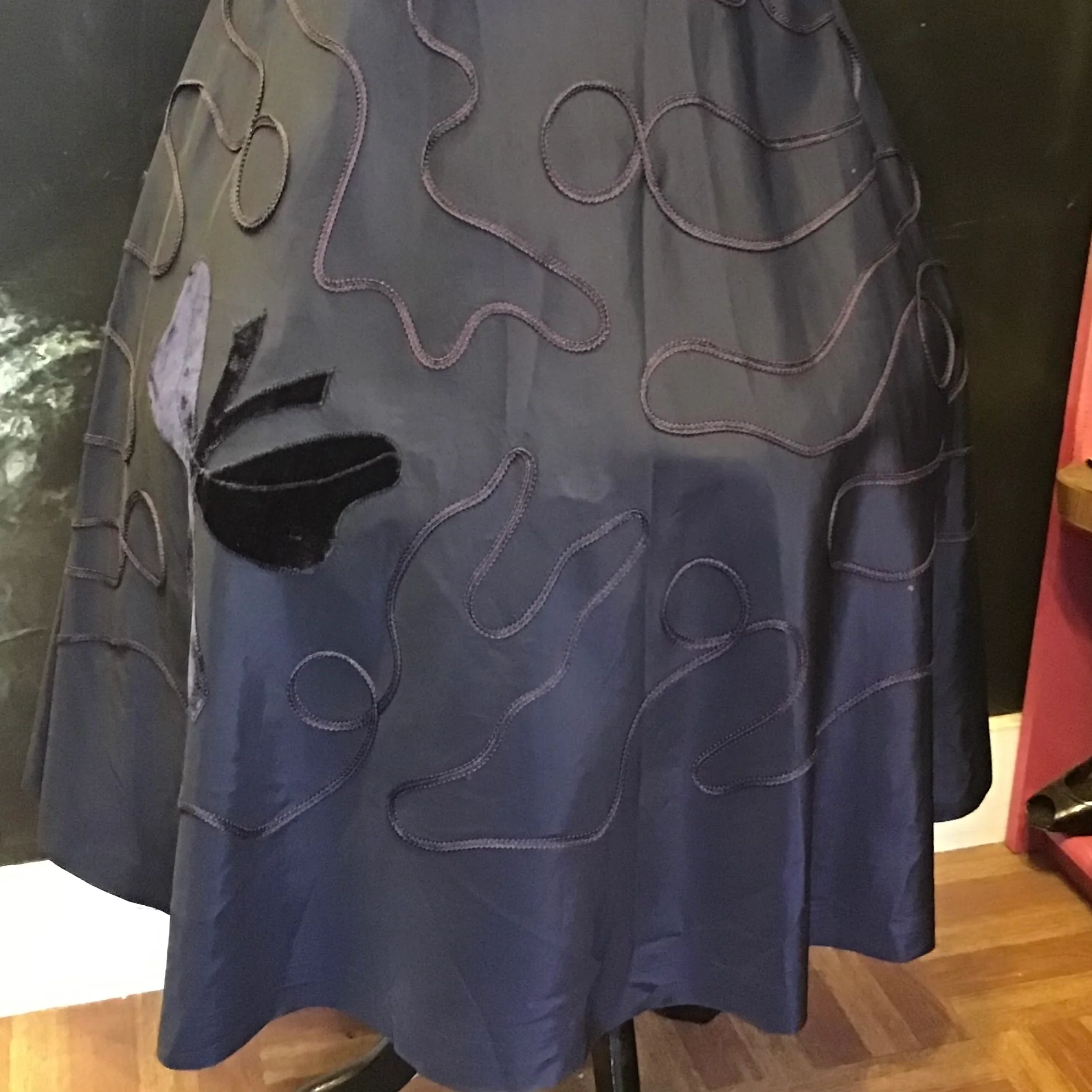 50s Navy Dress With Velvet Details - Image 5