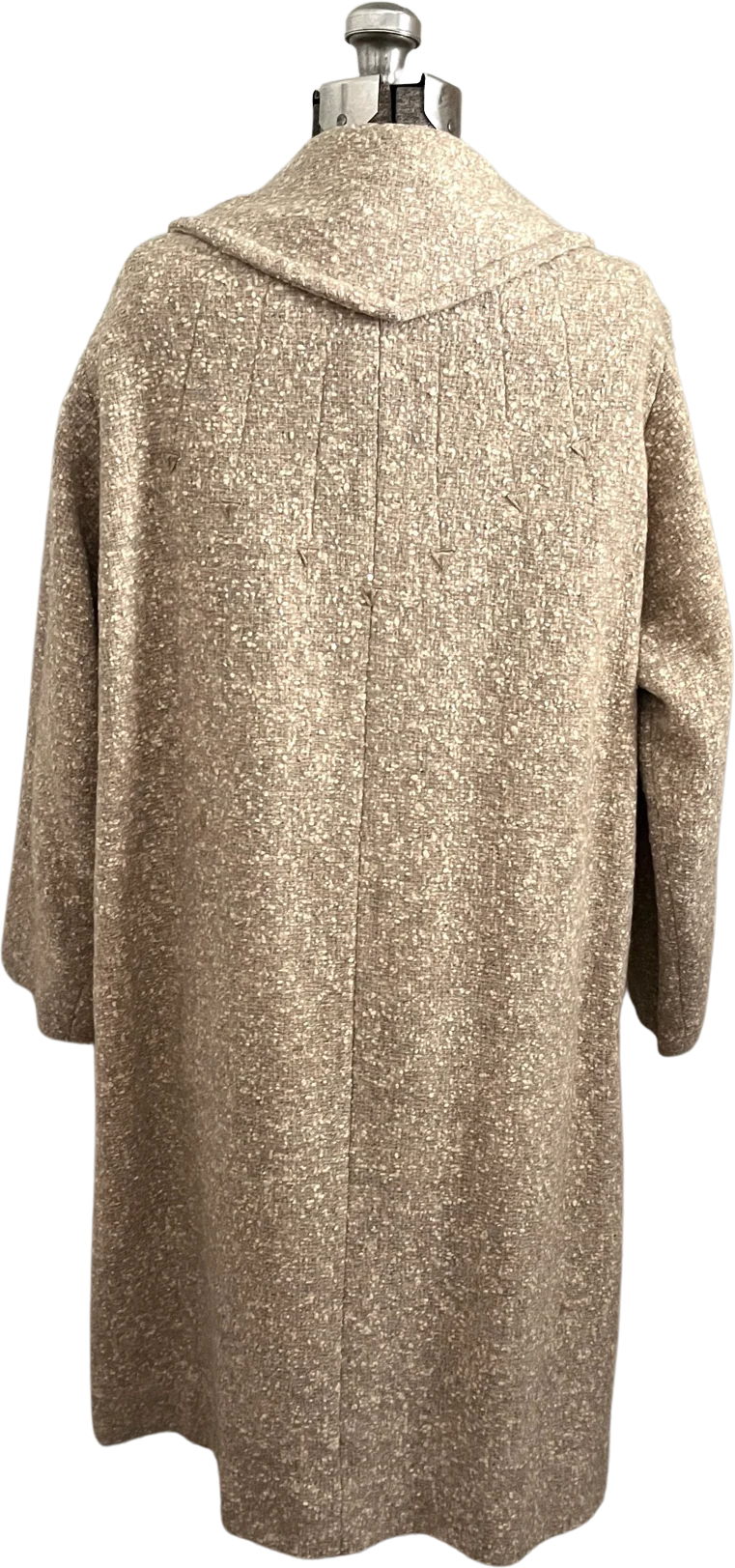 50s Oatmeal Wool Swing Coat With Pockets Arrow Detail By Jane Hunter - Image 2