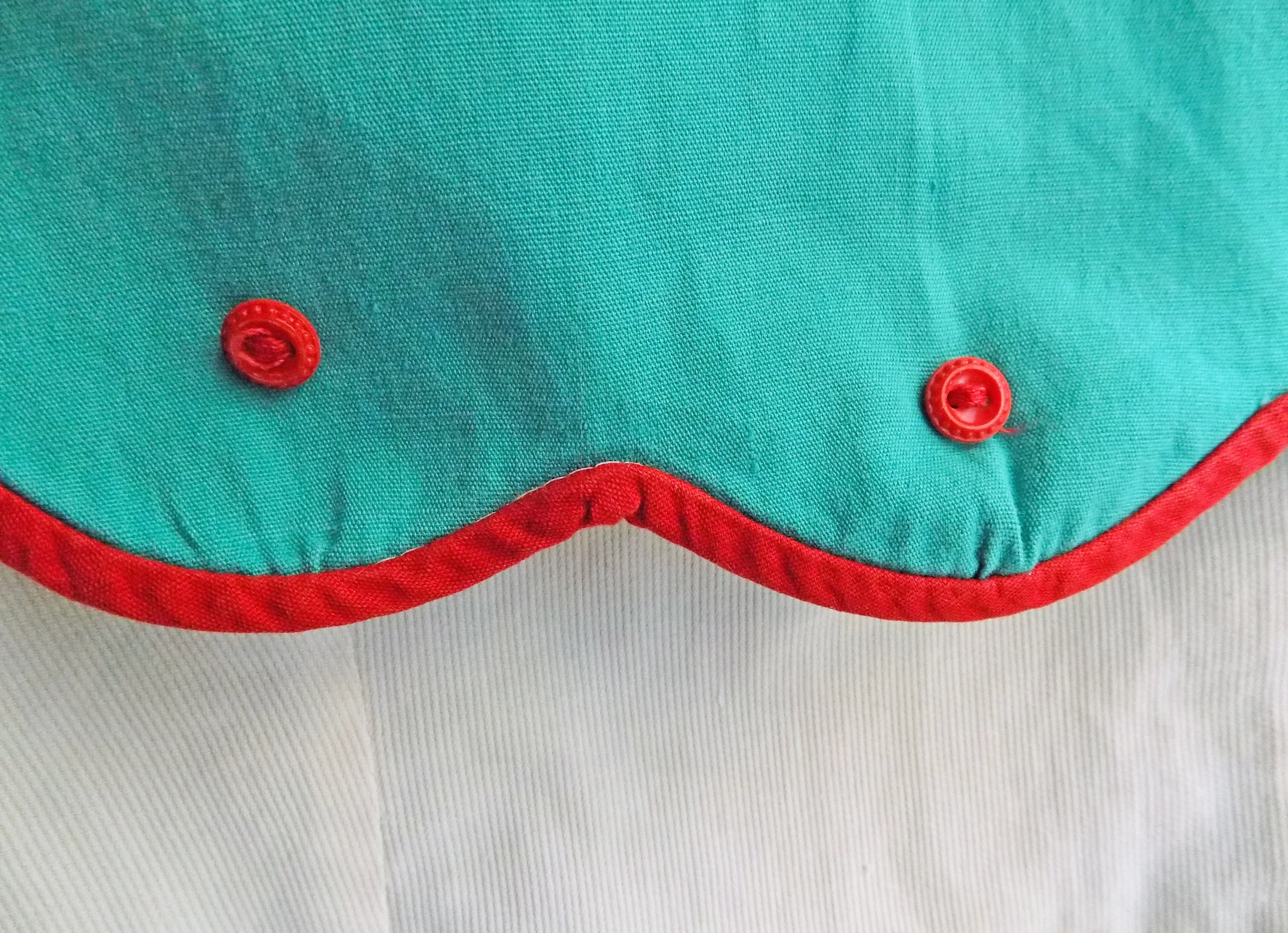 50s Original Turquoise and White with Red Accent Cotton Dress for Little Girl Atomic Lucy Doll - Image 3