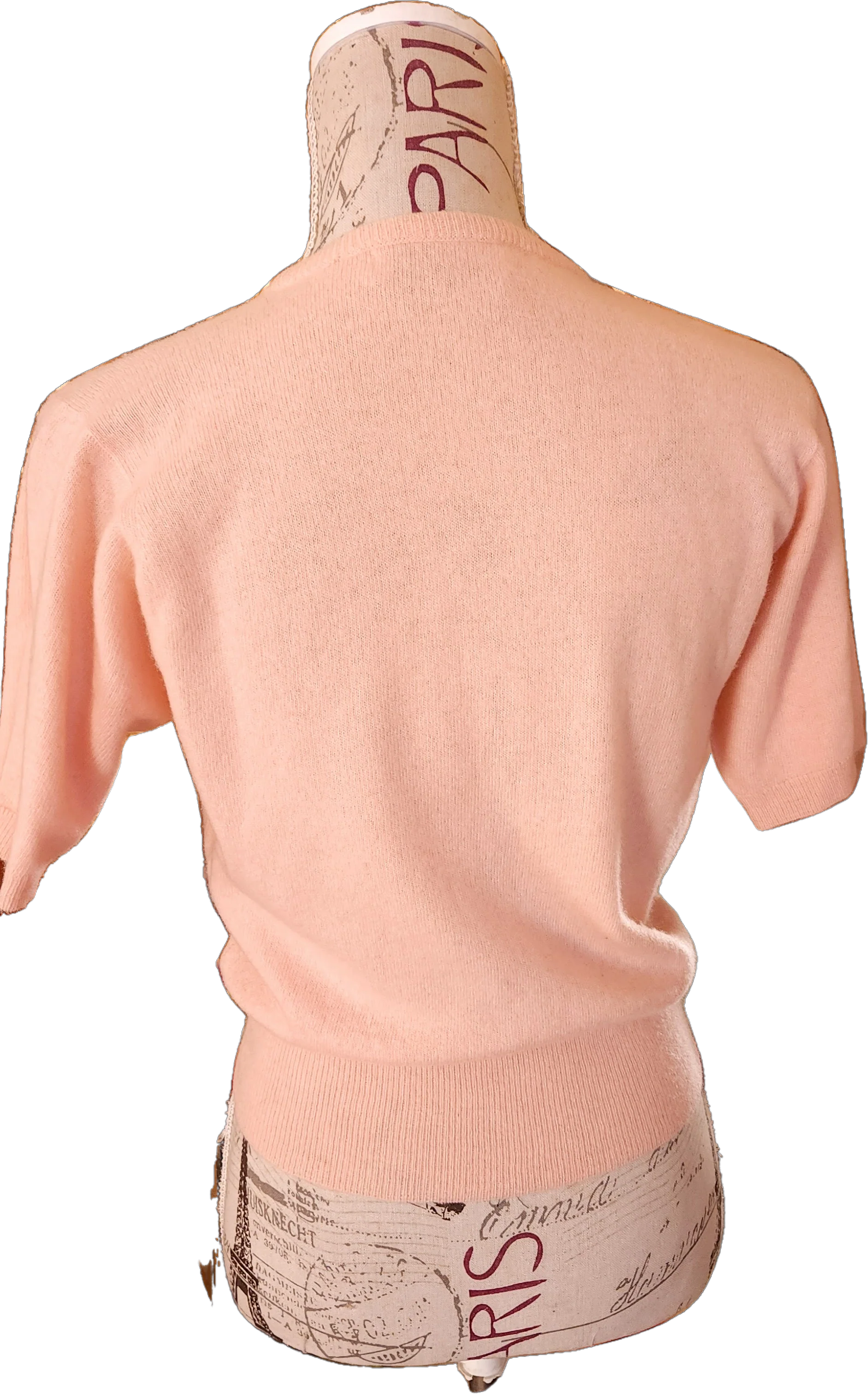 50s Peachy Pink Short Sleeve Cashmere Sweater by Teribus - Image 2