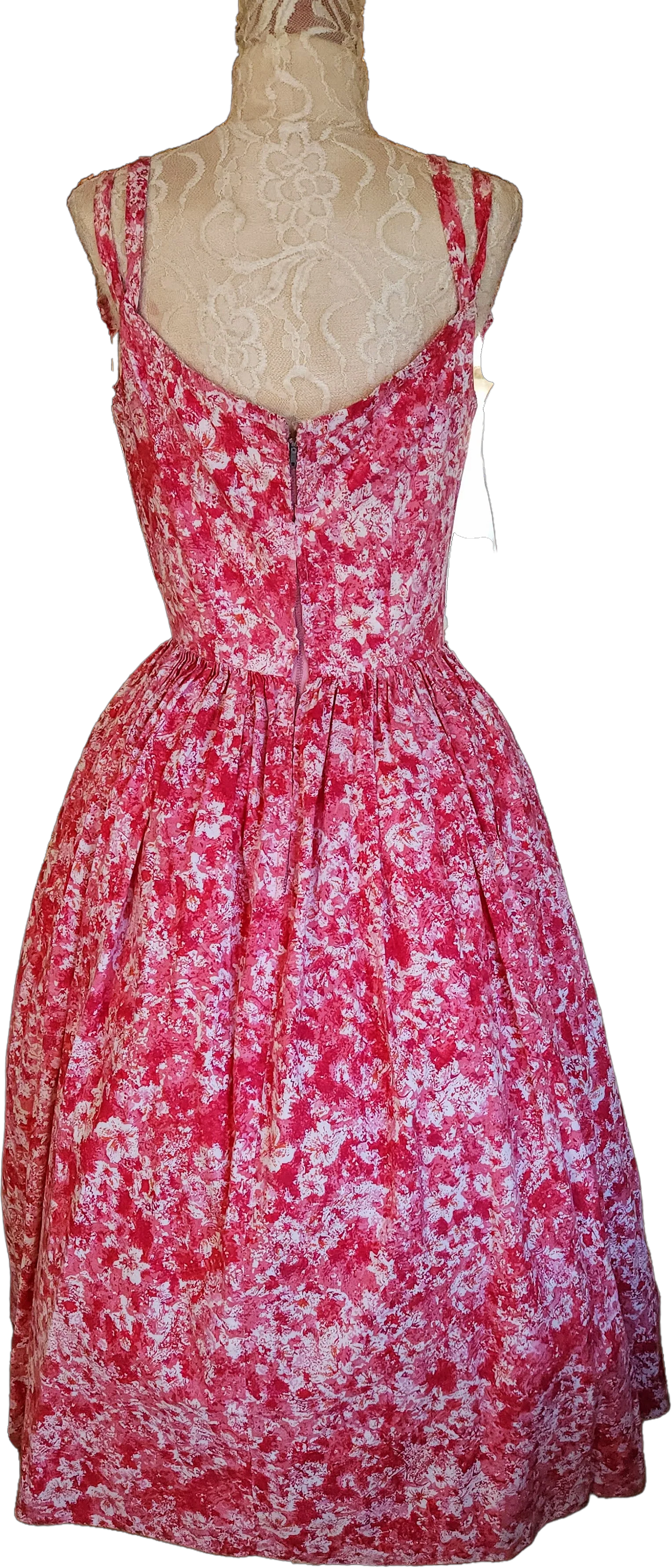 50s Pink And Red Cotton Floral Fit And Flare Sun Dress By Gilden Juniors by Jerry Gilden Spectator - Image 2