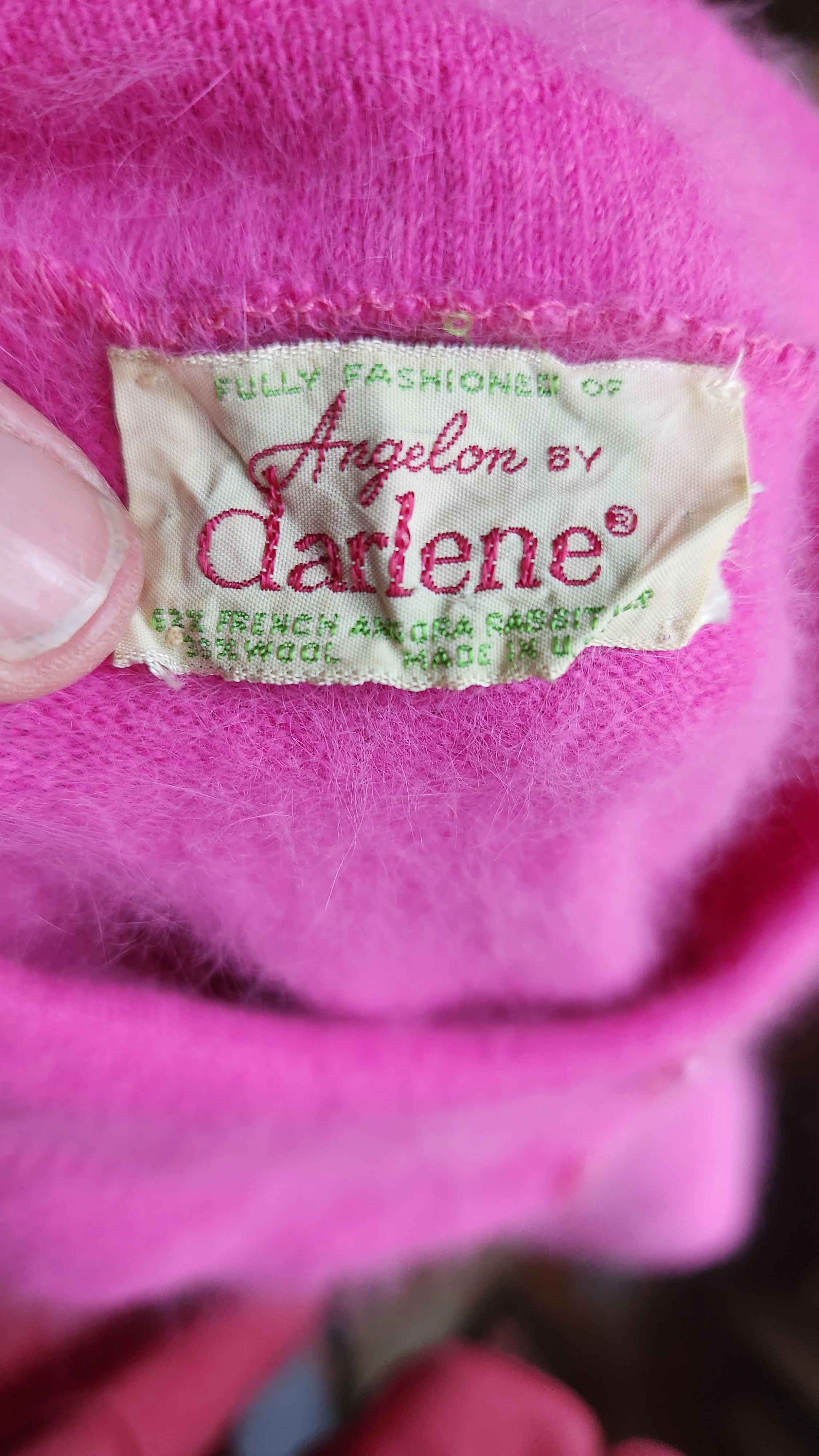 50s Pink Angora Sweater With Button Details by  Darlene - Image 7