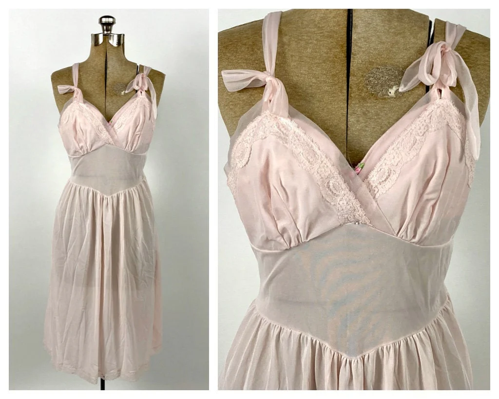 50s Pink Ballerina Grecian Slip Dress Ballet Empire Goddess Ethereal Maxi Dress Gathered Draped Party Vintage Slip Dress Ruched Sheer Dress by Charmode - Image 2