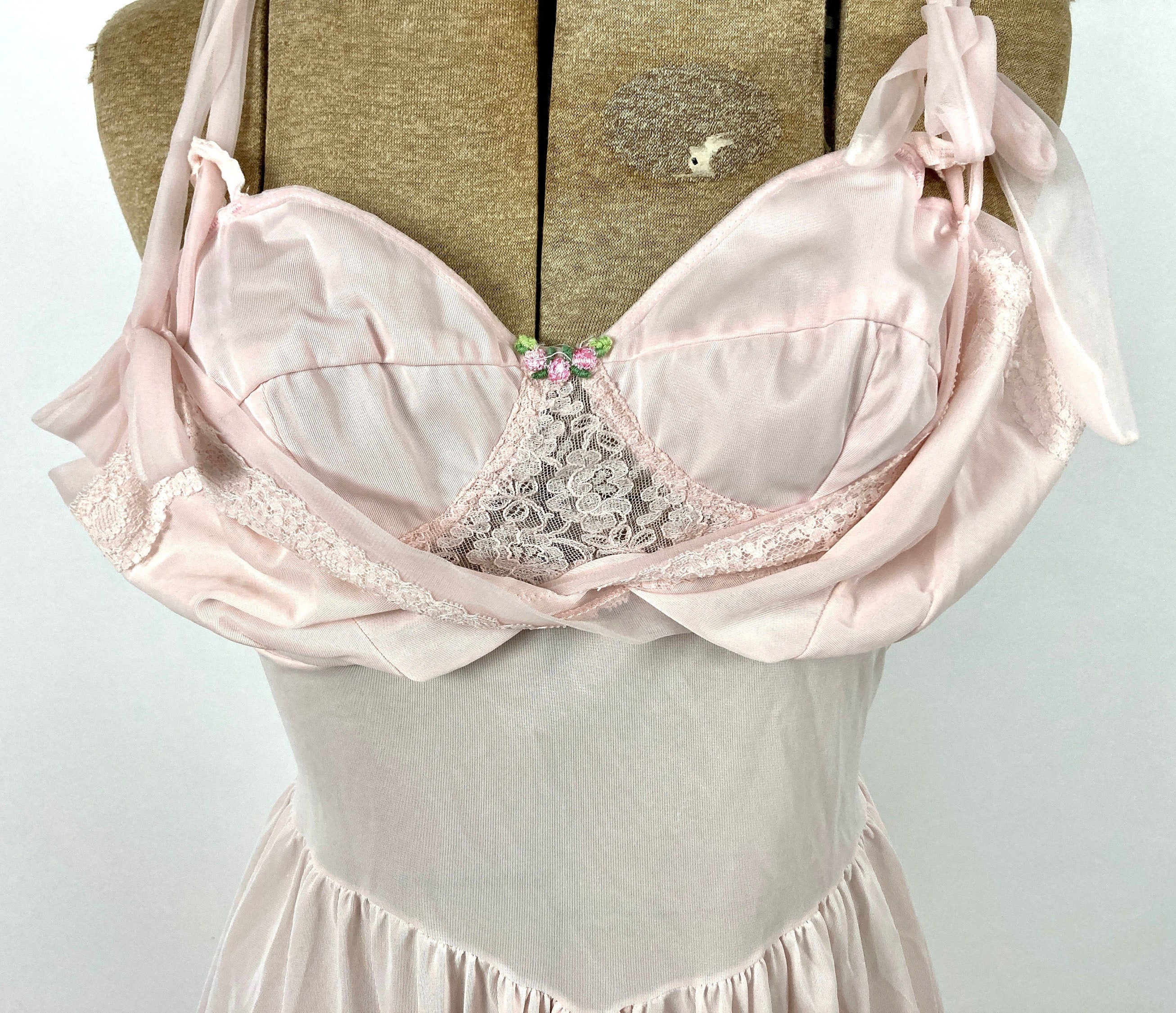 50s Pink Ballerina Grecian Slip Dress Ballet Empire Goddess Ethereal Maxi Dress Gathered Draped Party Vintage Slip Dress Ruched Sheer Dress by Charmode - Image 6