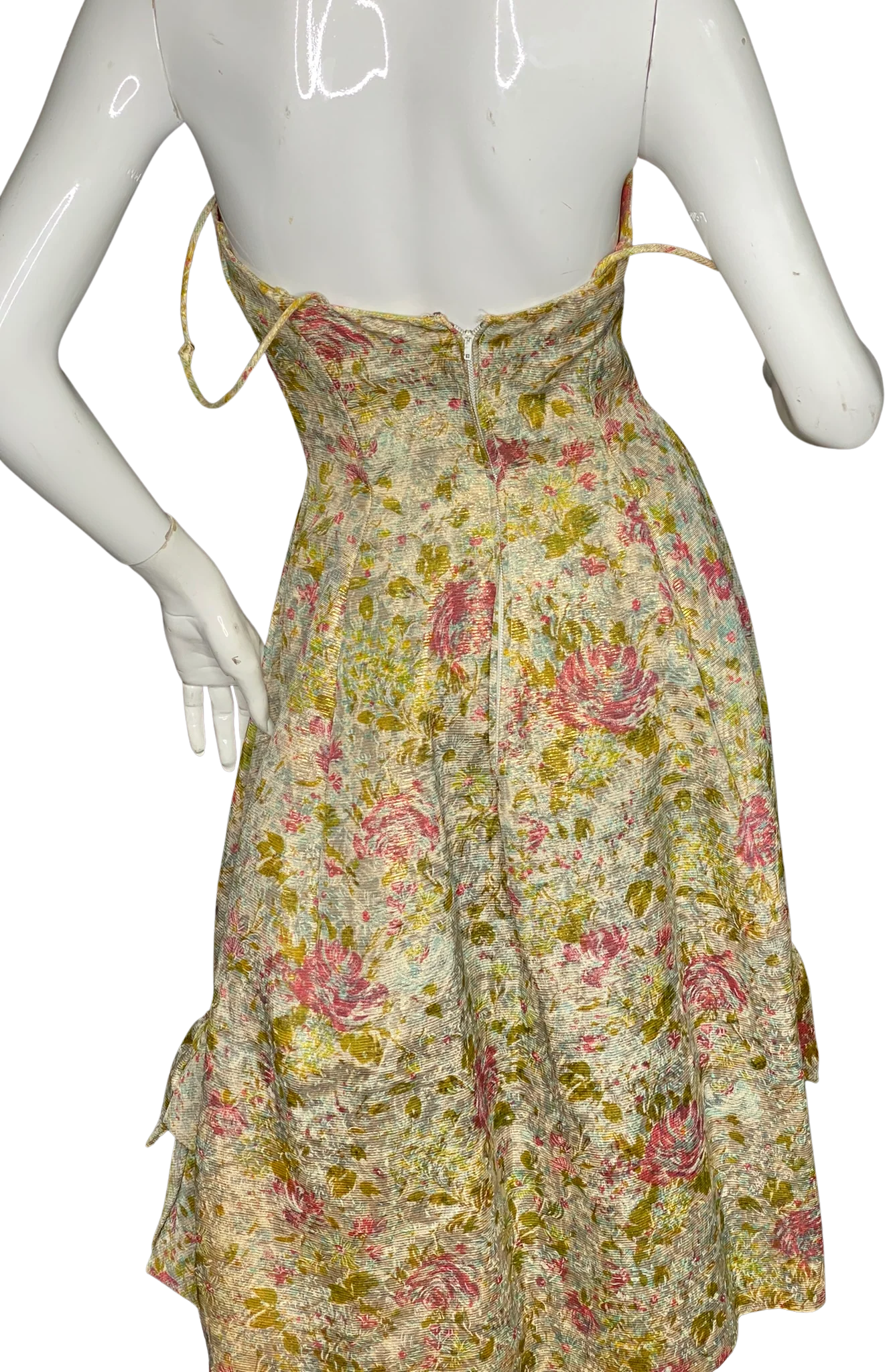 50s Pink Green Blue Gold Julius Garfinckel Dress By Debutante - Image 2