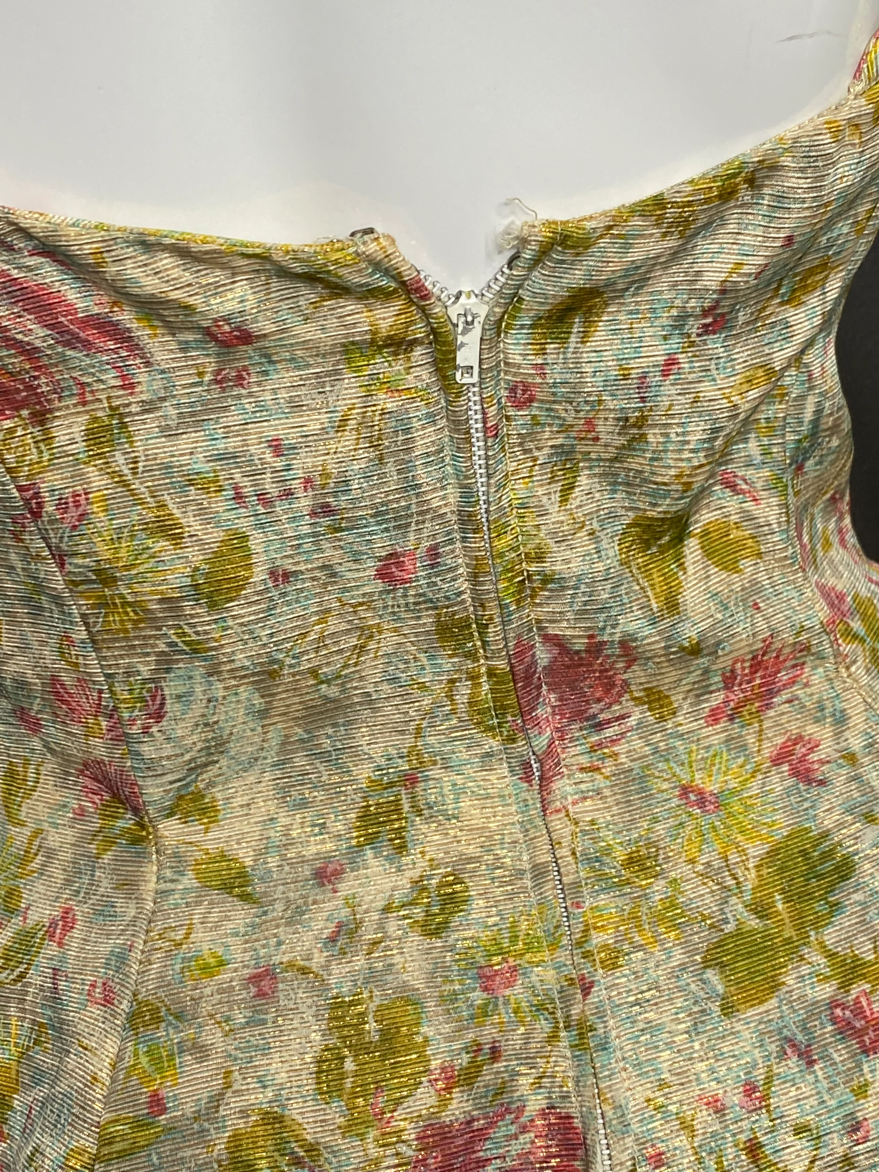 50s Pink Green Blue Gold Julius Garfinckel Dress By Debutante - Image 7