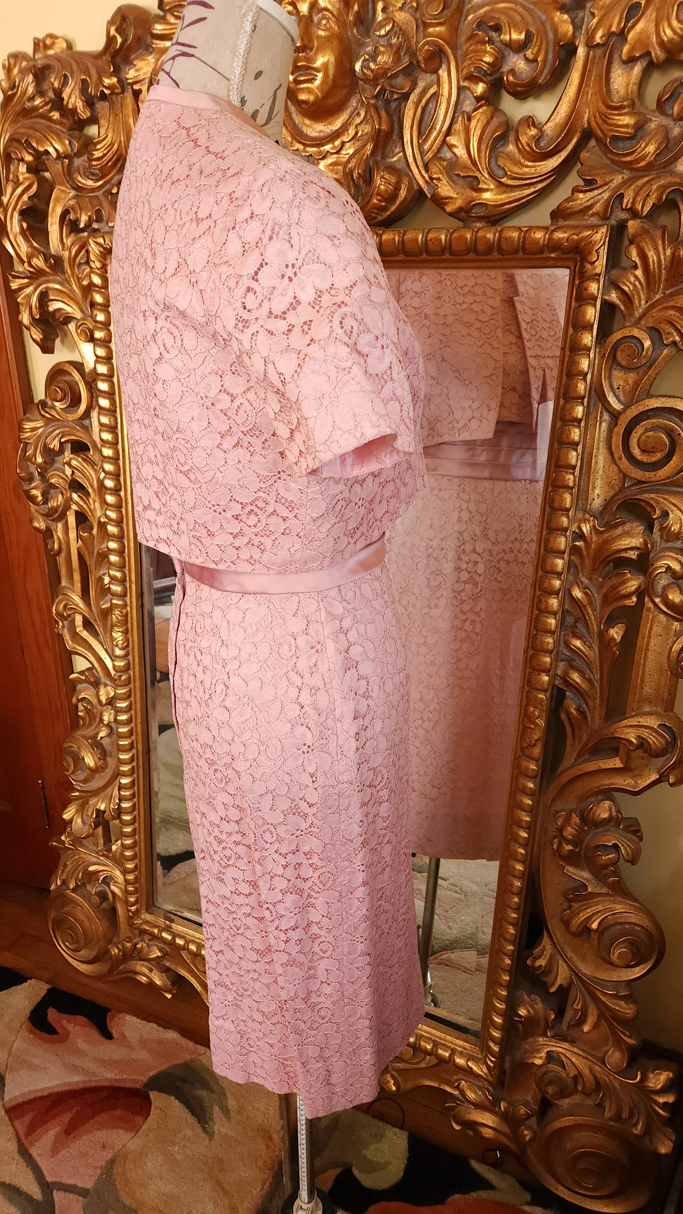 50s Pink Lace Wiggle Dress And Jacket - Image 3