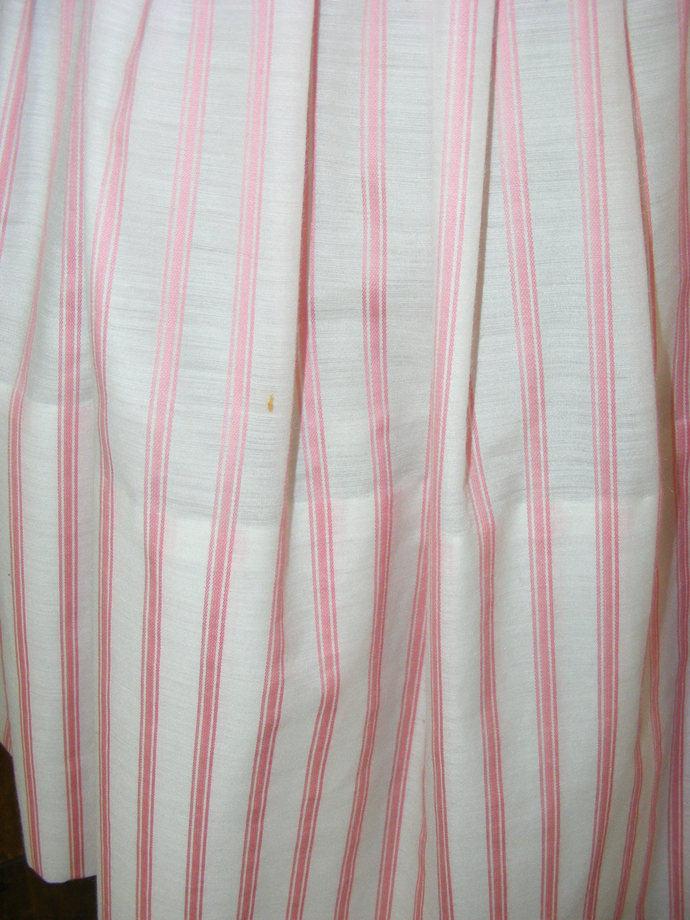 50s Pink White Stripe Cinched Waist Pleated Skirt - Image 7