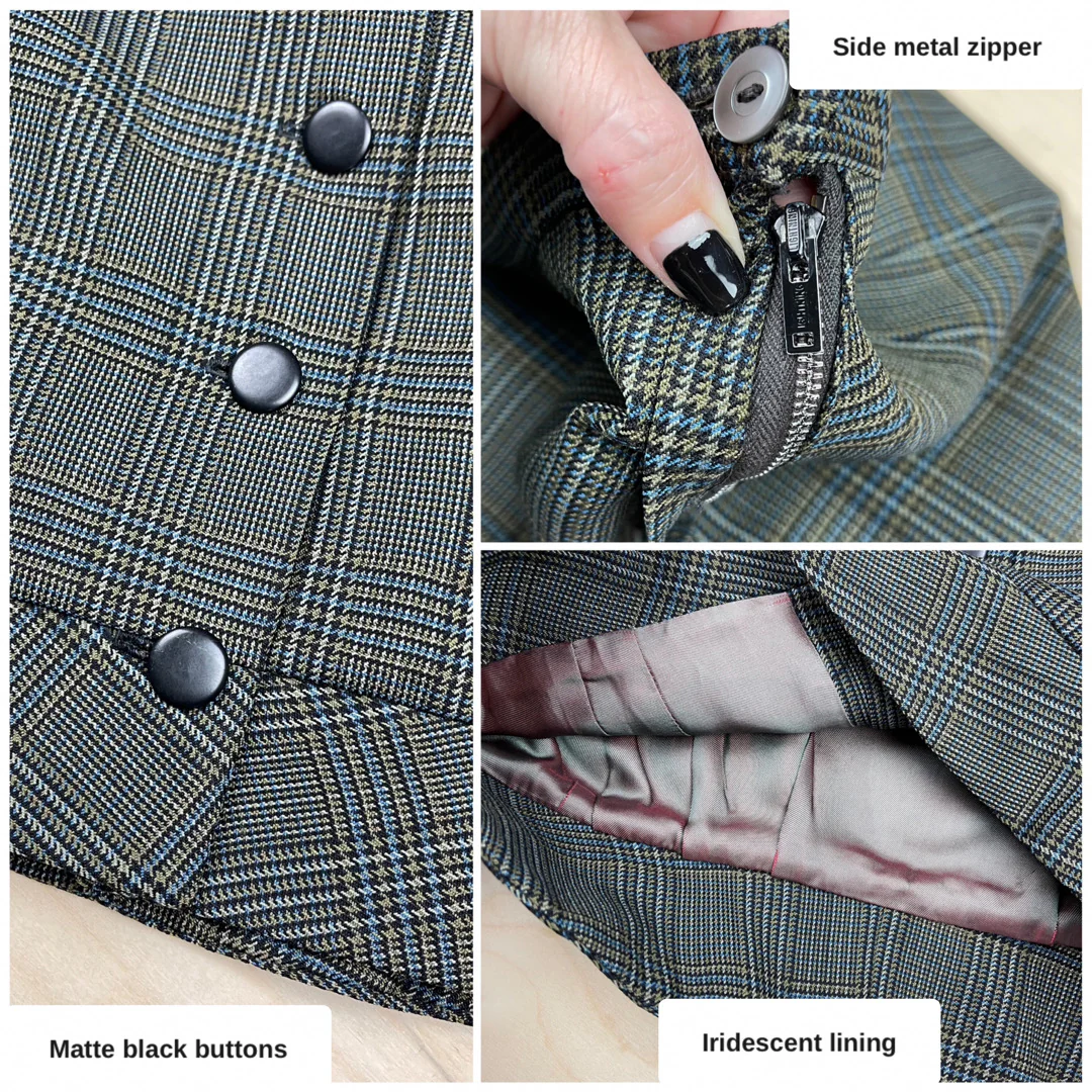 50s Plaid Two Piece Wool Jacket And Skirt Set By Tan Jay - Image 5
